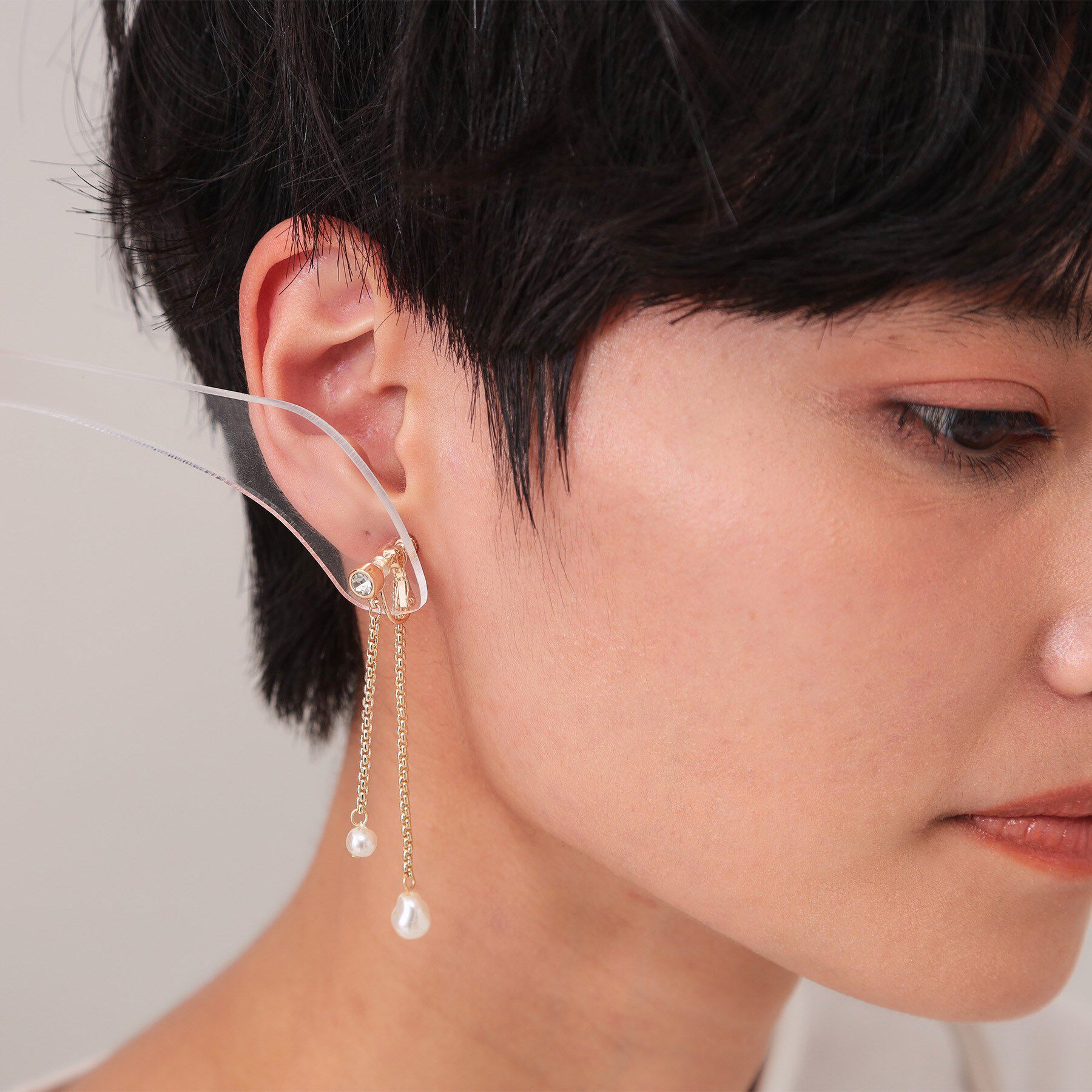 OPAQUE.CLIP「フェイクパール&times;ビジューイヤリング」|イヤリング|