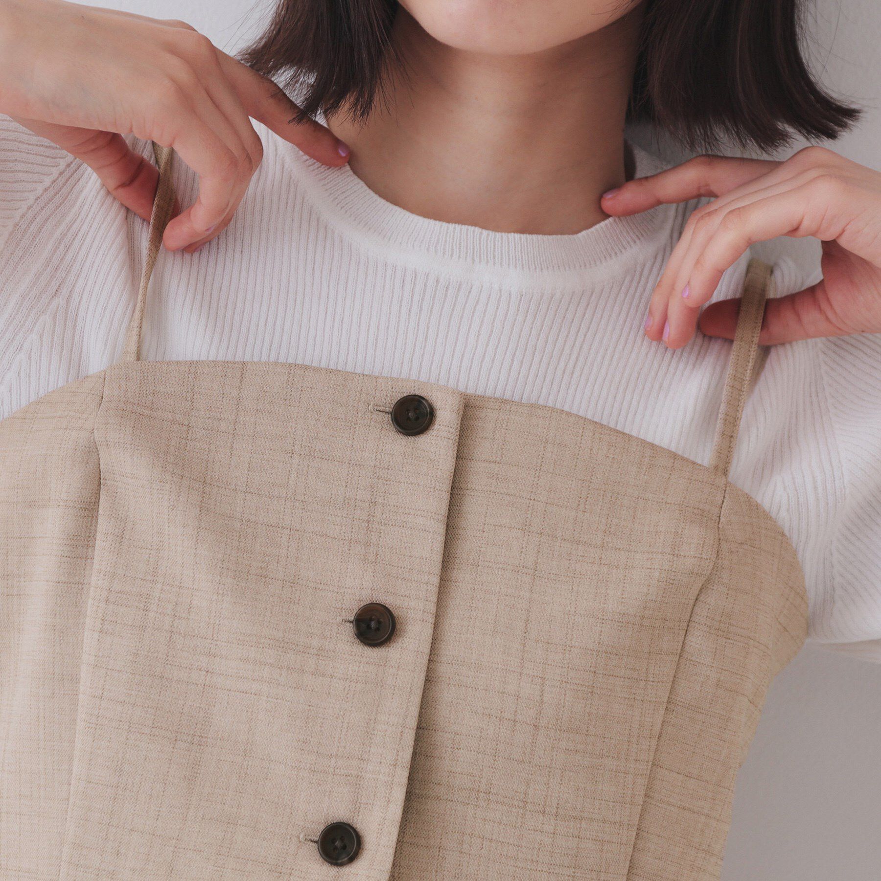 OPAQUE.CLIP「メランジビスチェ風ジレ/セットアップ対応可【洗濯機洗い可】」|ベスト・ジレ|