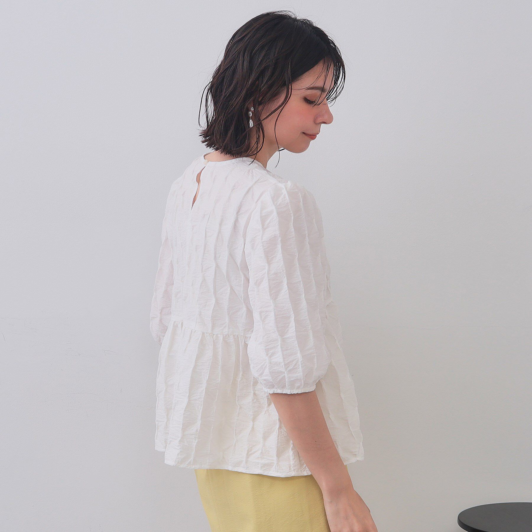 OPAQUE.CLIP「ふくれジャカードペプラムブラウス【洗濯機洗い可】」|シャツ・ブラウス|