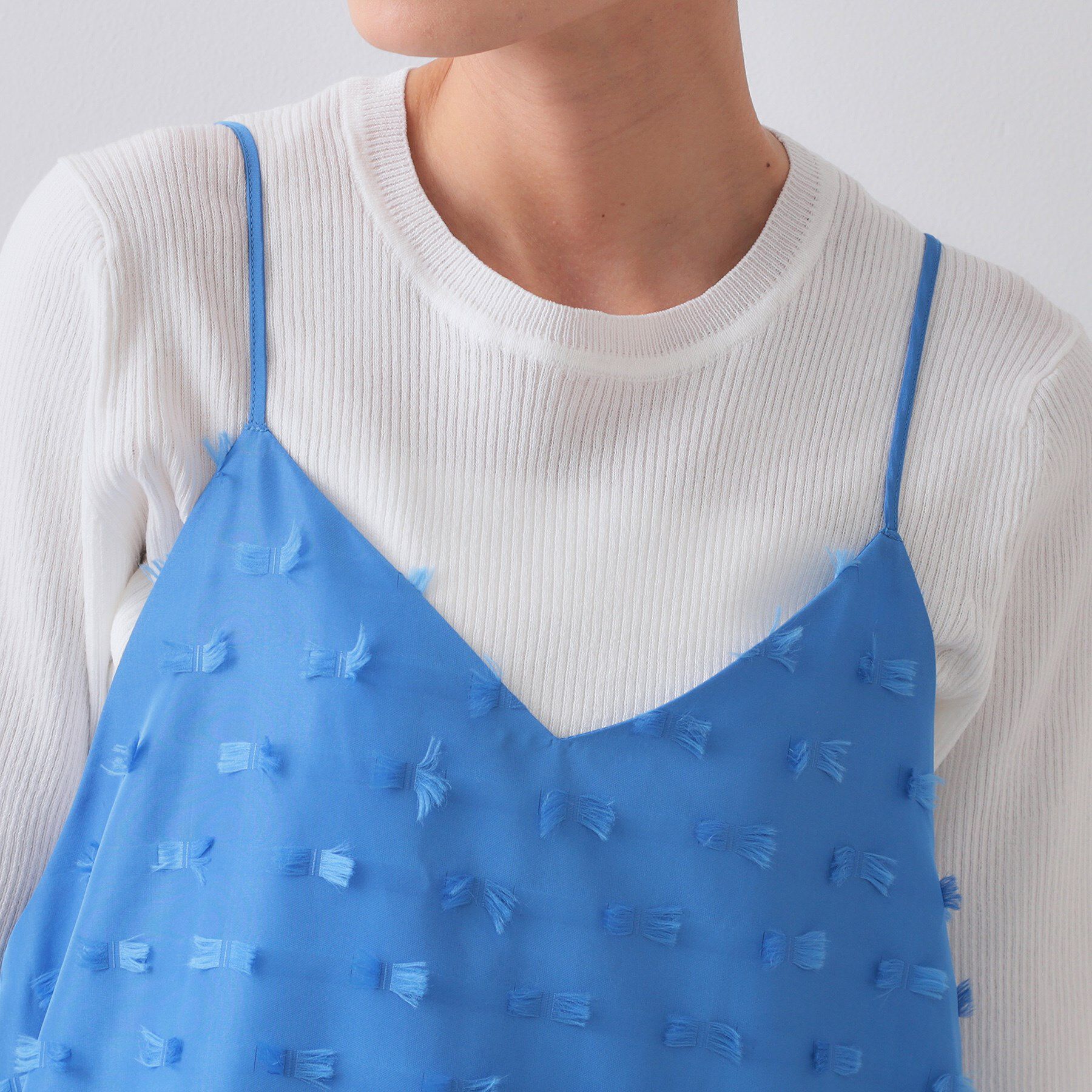 OPAQUE.CLIP「リボンジャカードキャミワンピース【洗濯機洗い可】」|ワンピース|