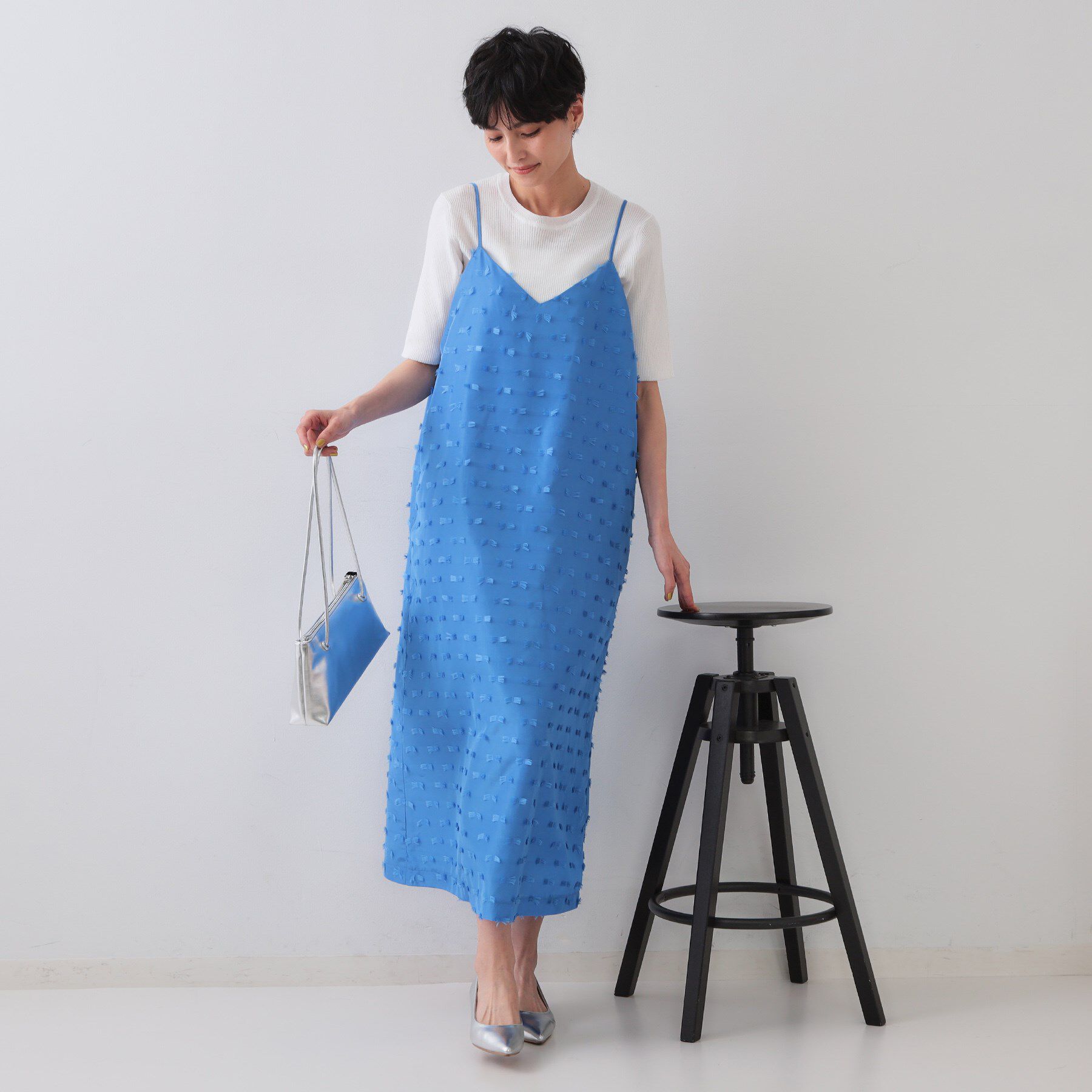 OPAQUE.CLIP「リボンジャカードキャミワンピース【洗濯機洗い可】」|ワンピース|