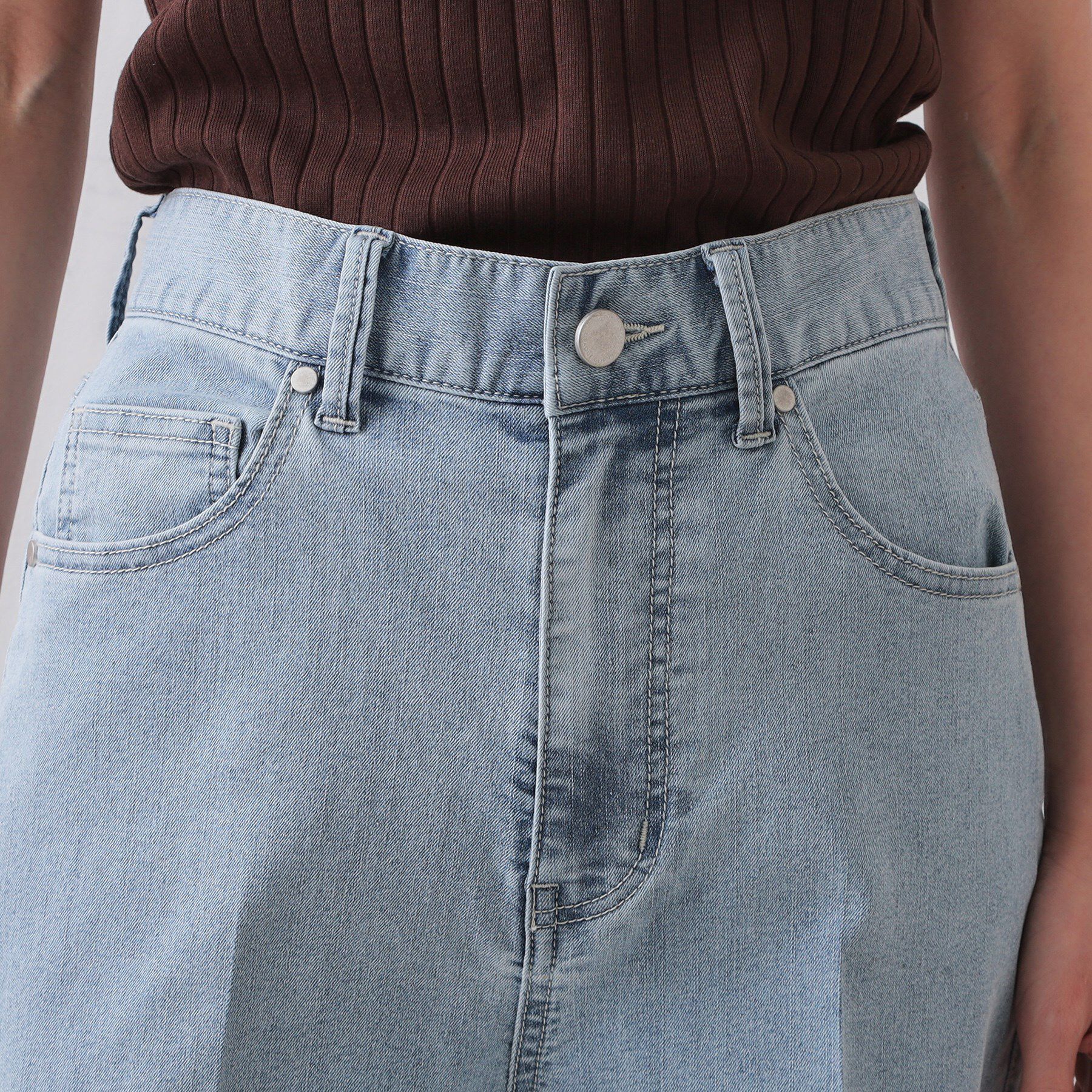 OPAQUE.CLIP「ストレッチライトオンスワイドデニム【洗濯機洗い可】」|デニム|