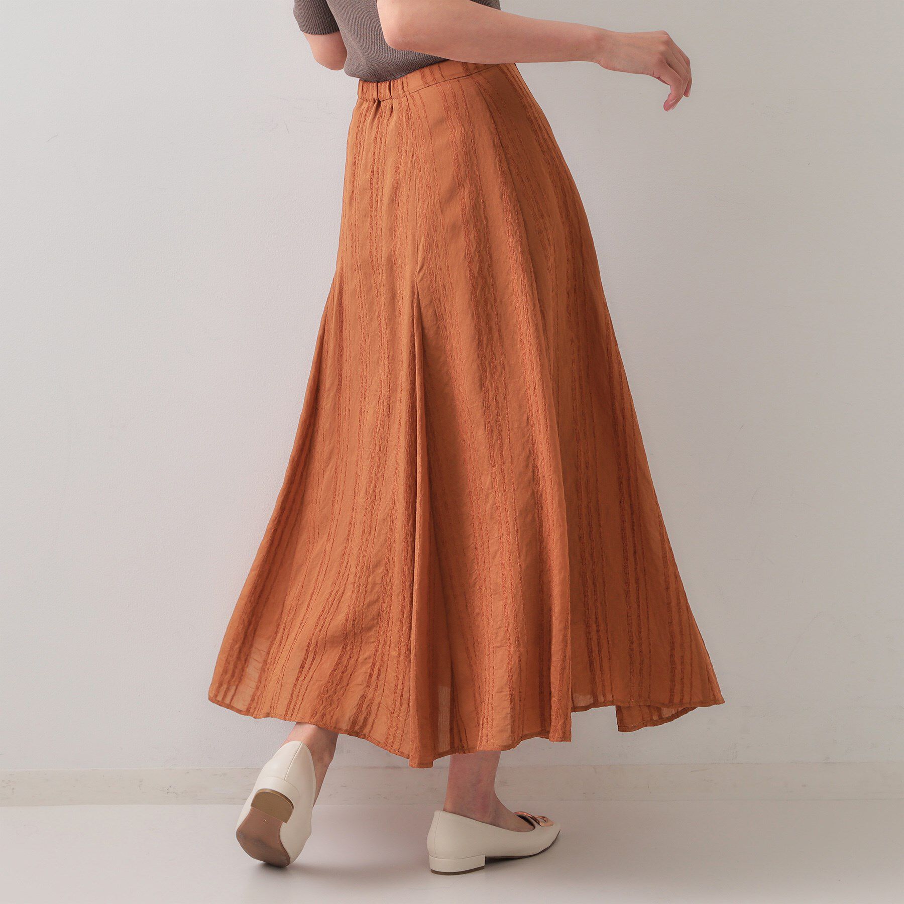 OPAQUE.CLIP「ランダムストライプフレアスカート」|スカート|