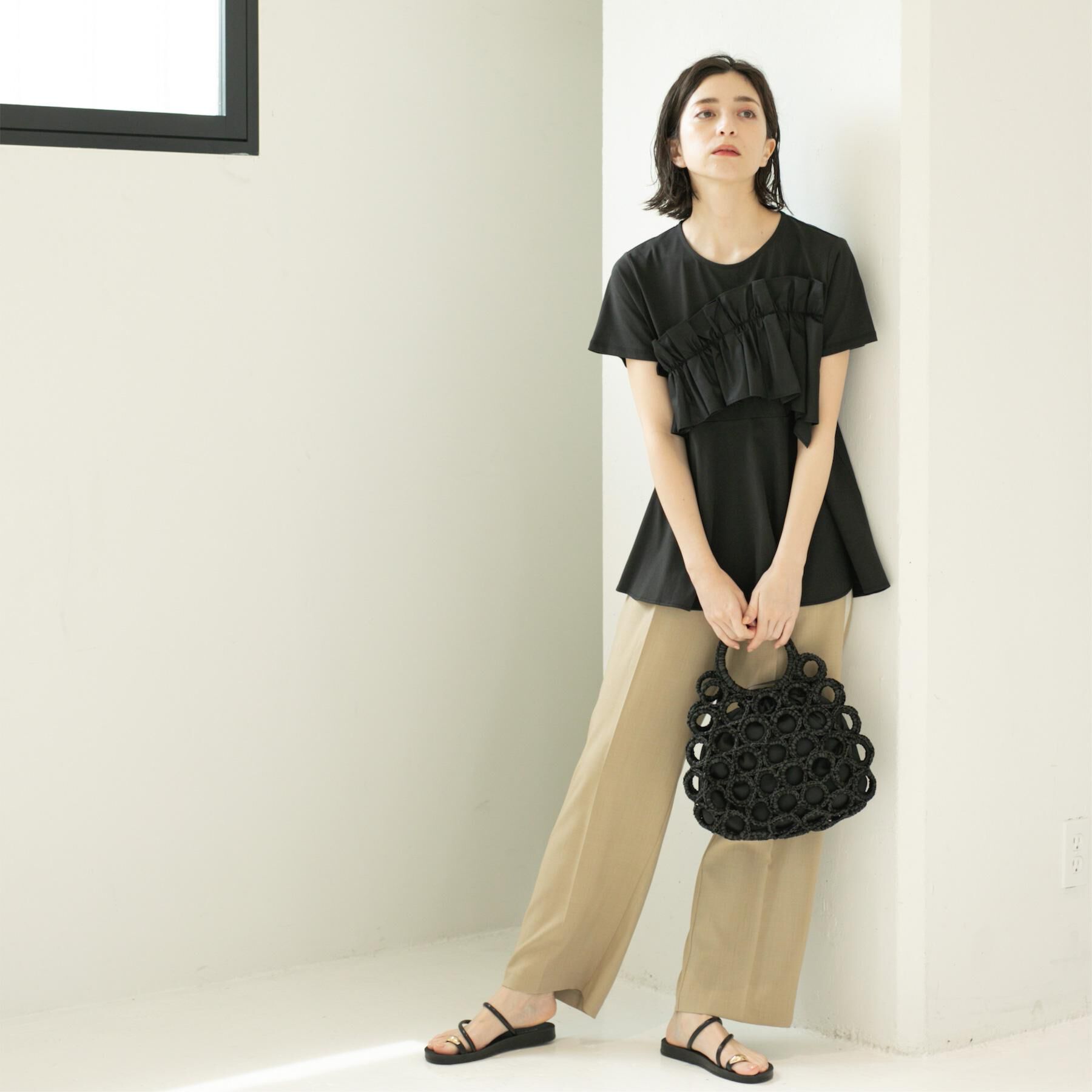 OPAQUE.CLIP「フリルドッキングペプラムトップス【接触冷感/洗濯機洗い可】」|Tシャツ・カットソー|