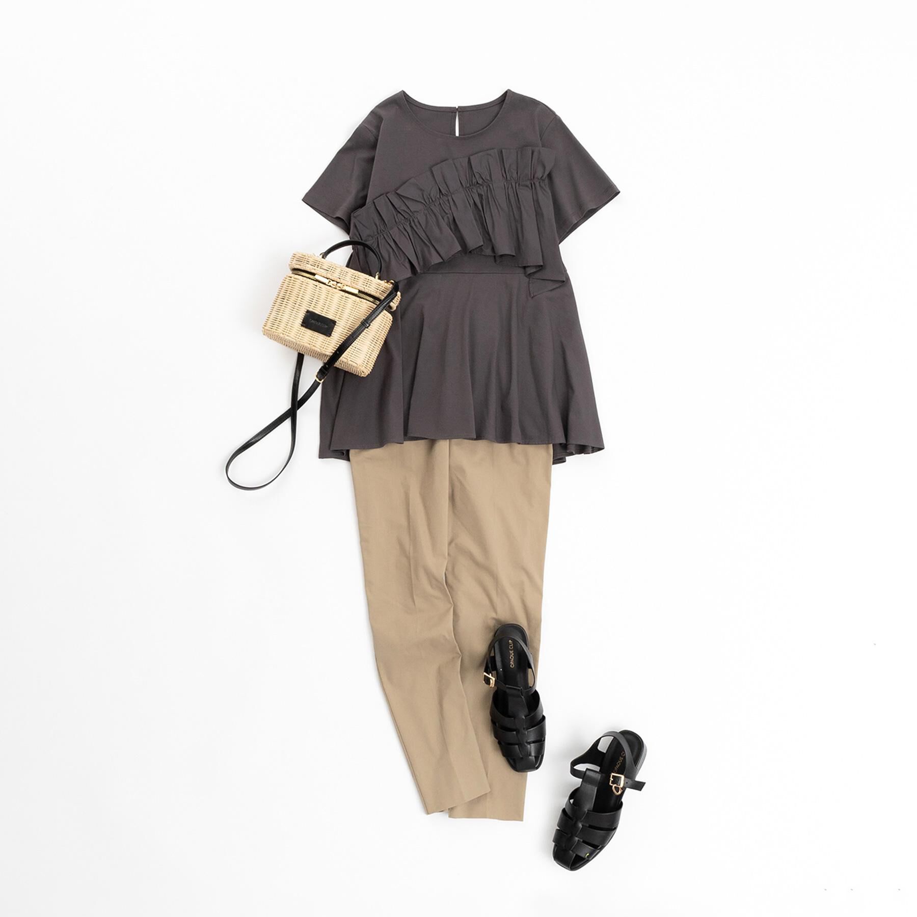 OPAQUE.CLIP「フリルドッキングペプラムトップス【接触冷感/洗濯機洗い可】」|Tシャツ・カットソー|