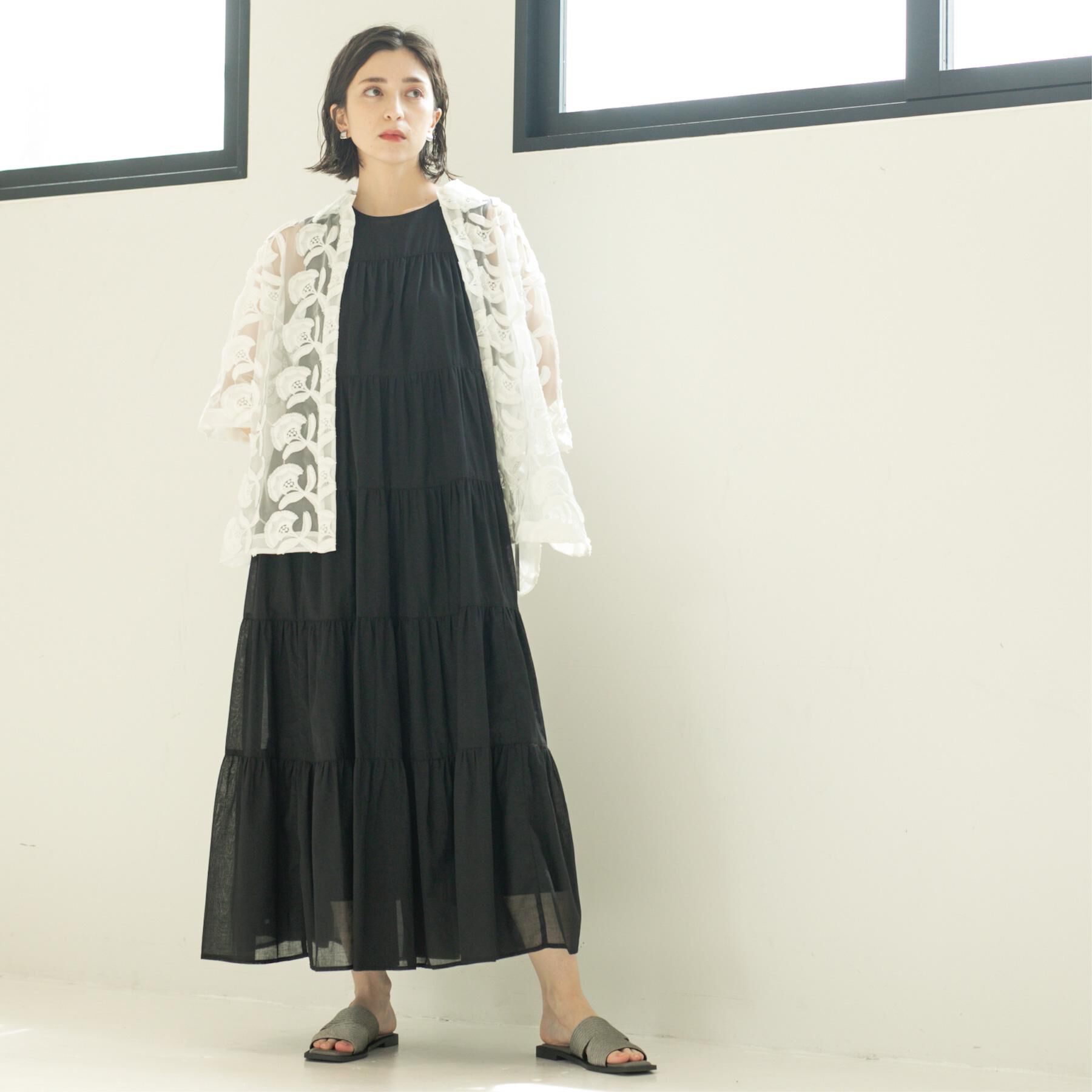 OPAQUE.CLIP「《Can Cam掲載》ティアードマキシドレス/オーガニックコットン混【洗濯機洗い可】」|ワンピース|