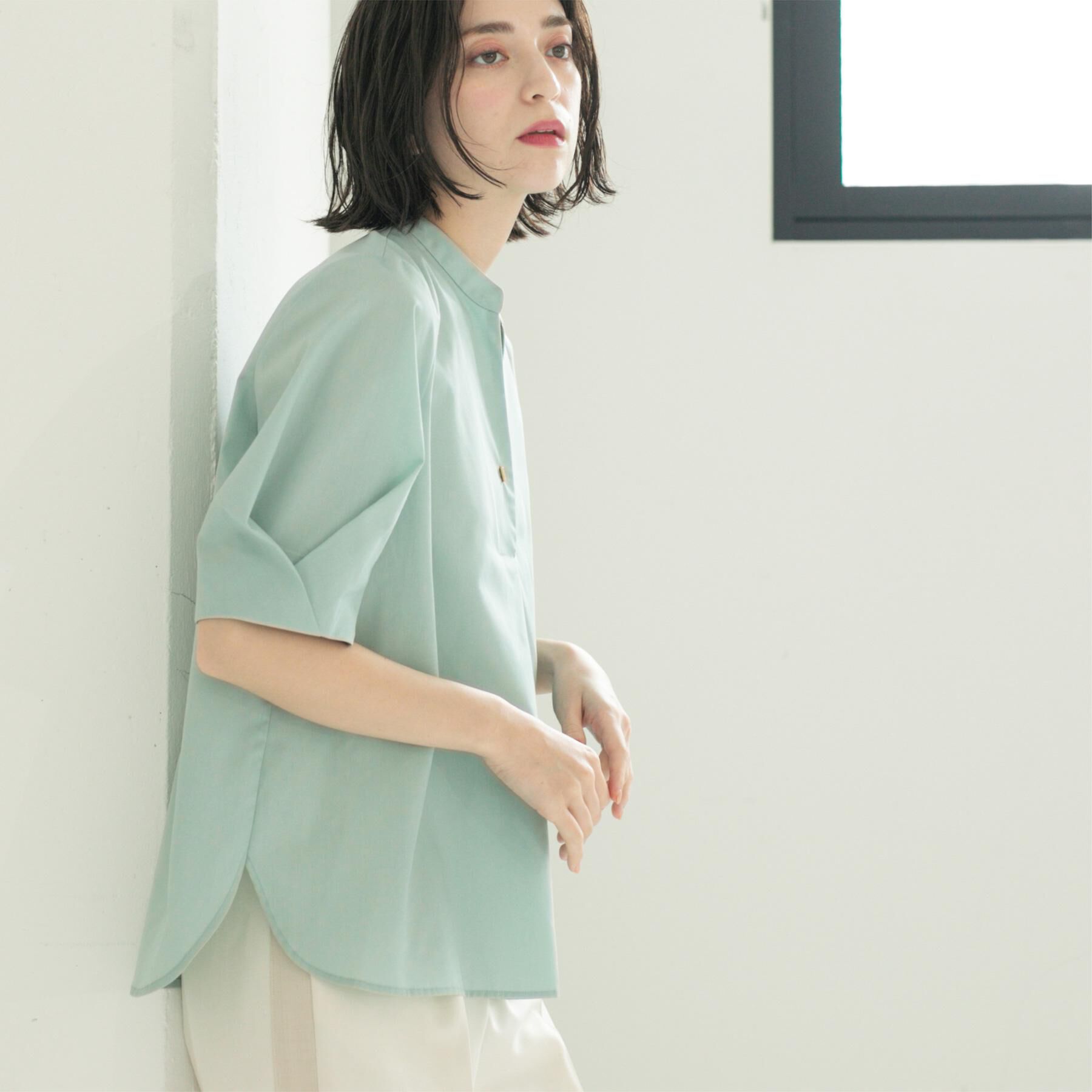OPAQUE.CLIP「スキッパータックスリーブブラウス【洗濯機洗い可】」|シャツ・ブラウス|