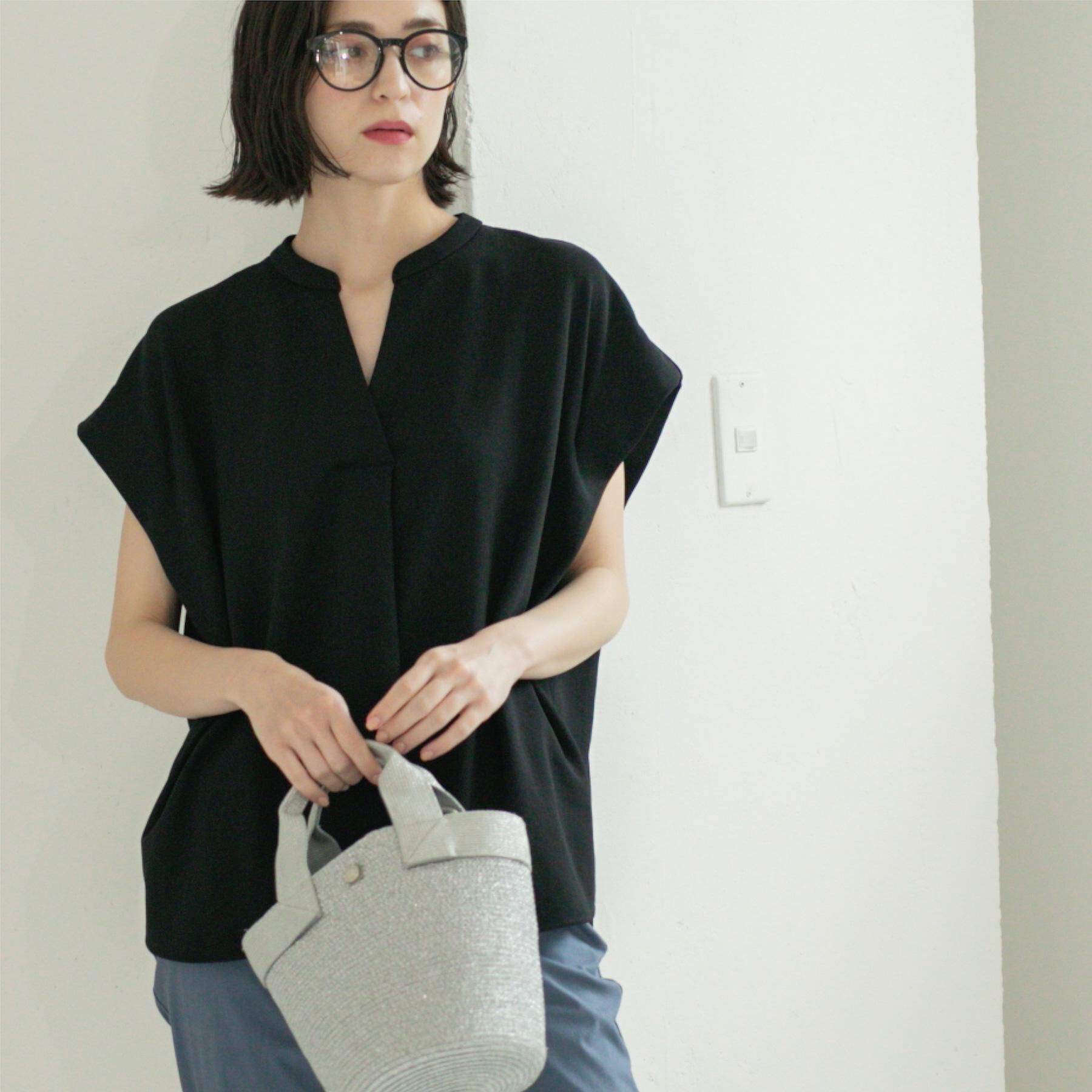 OPAQUE.CLIP「スキッパーフレンチスリーブトップス【UV/吸水速乾/洗濯機洗い可】」|Tシャツ・カットソー|