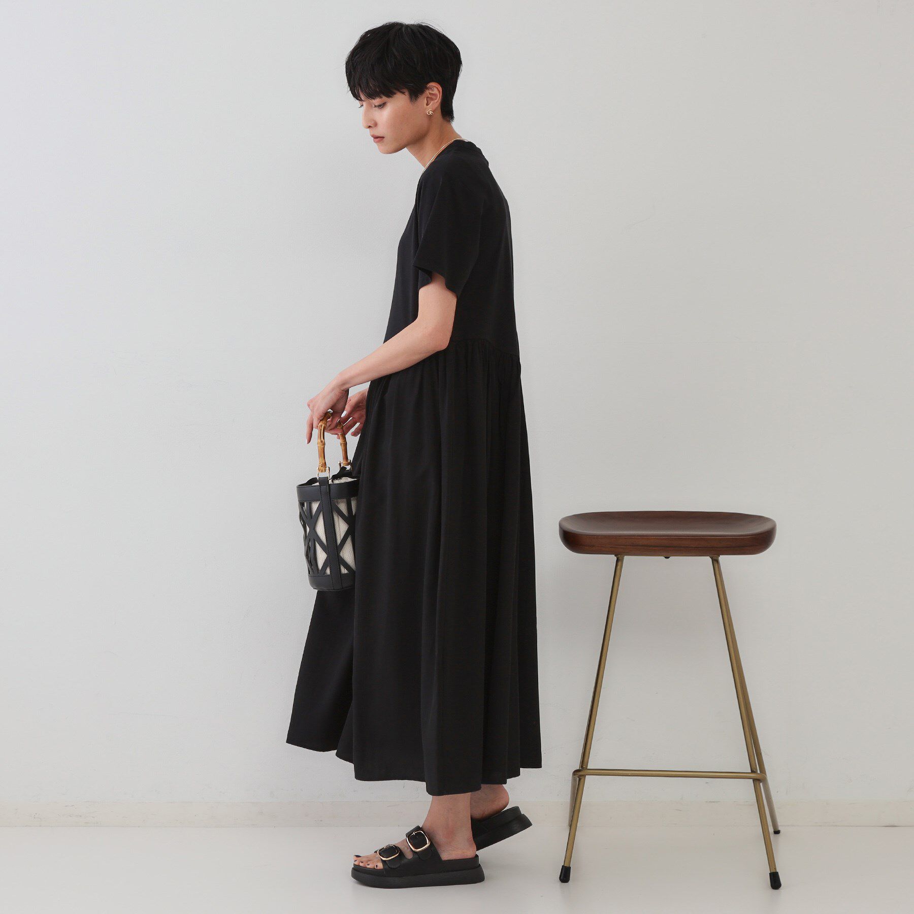 OPAQUE.CLIP「アシメドッキングフレアワンピース【洗濯機洗い可】」|ワンピース|