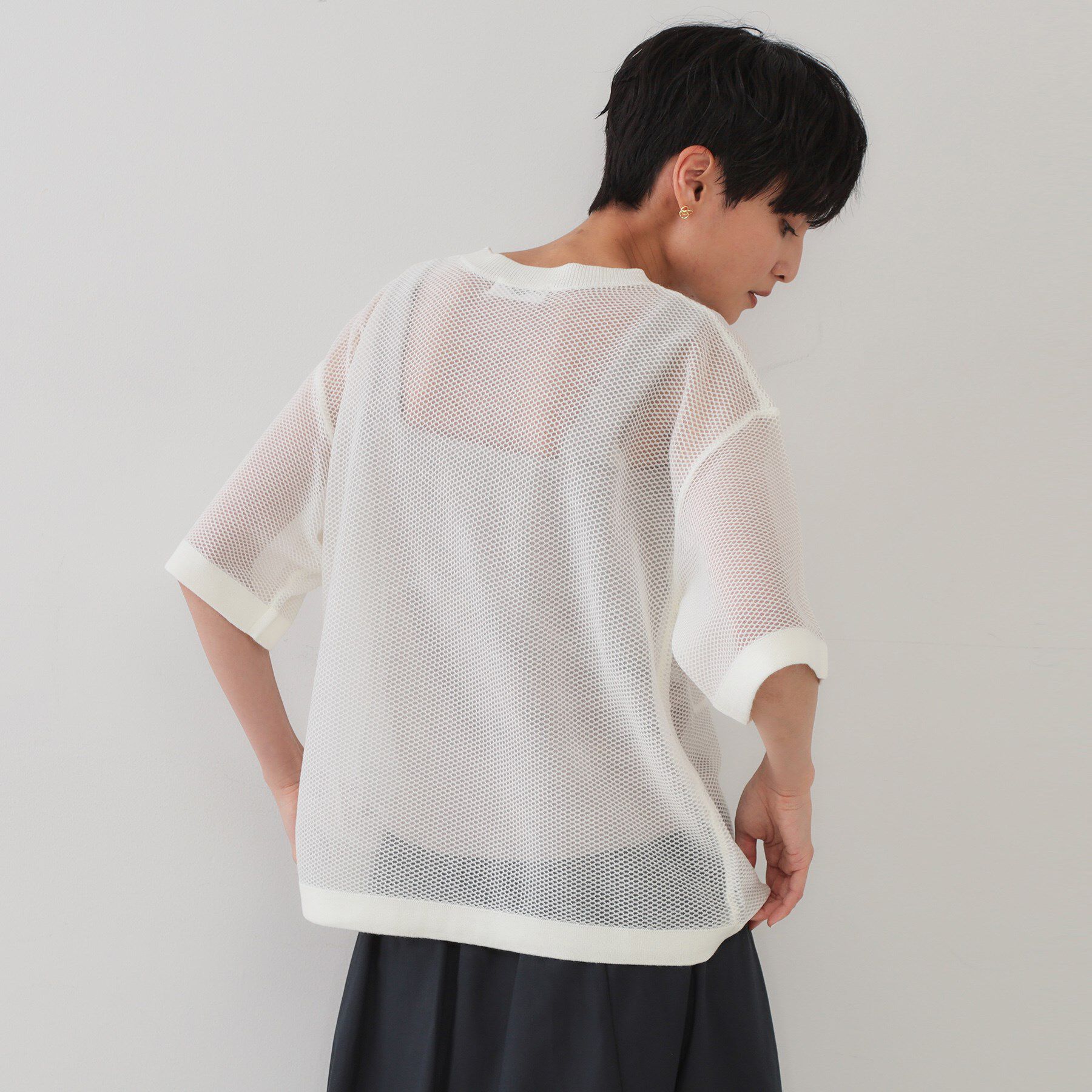 OPAQUE.CLIP「メッシュロゴニット【洗濯機洗い可】」|ニット・セーター|