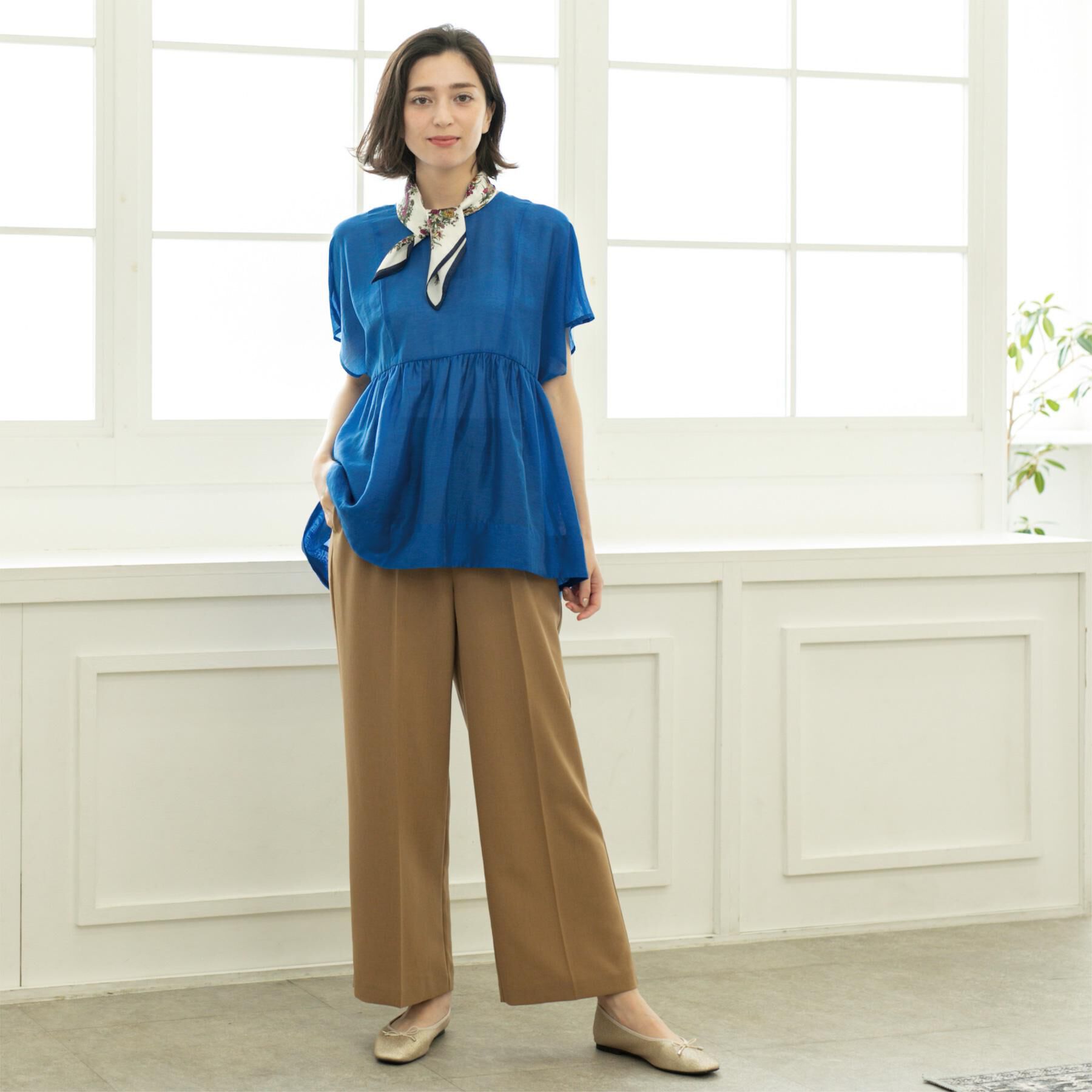 OPAQUE.CLIP「麻混シアーペプラムブラウス【洗濯機洗い可】」|シャツ・ブラウス|