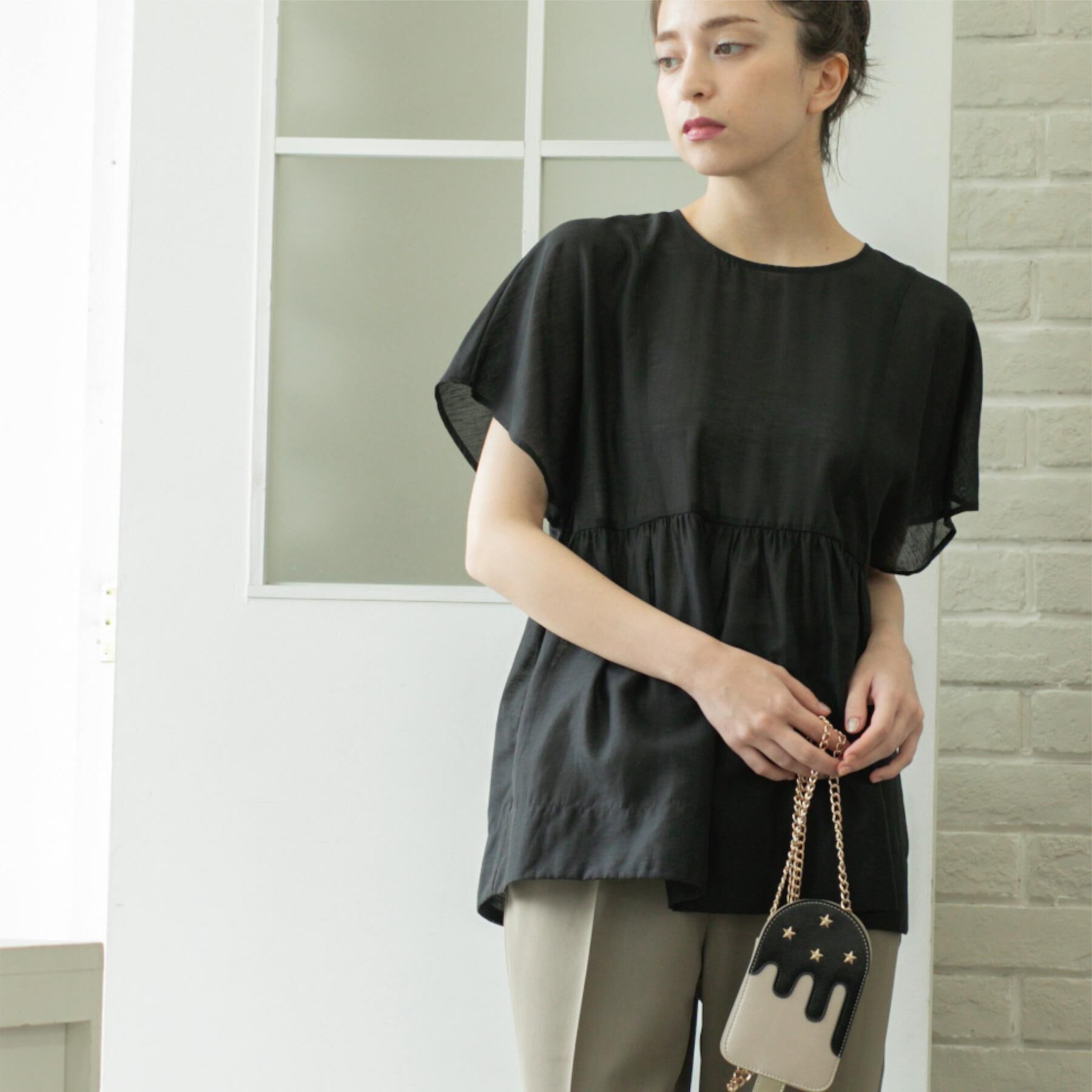 OPAQUE.CLIP「麻混シアーペプラムブラウス【洗濯機洗い可】」|シャツ・ブラウス|