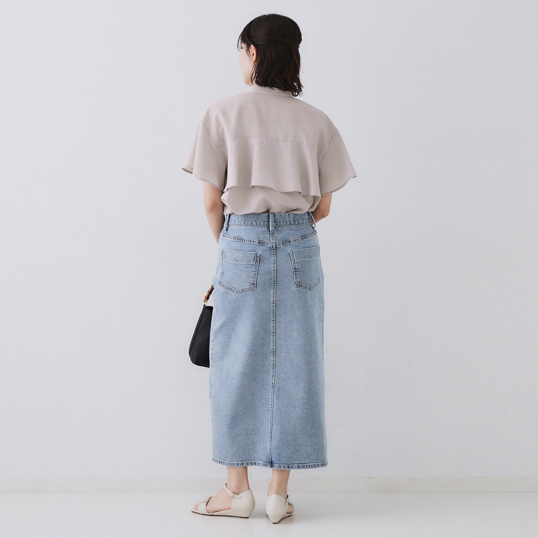 OPAQUE.CLIP「バックフリルバンドカラーブラウス【洗濯機洗い可/吸水速乾/接触冷感】」|シャツ・ブラウス|