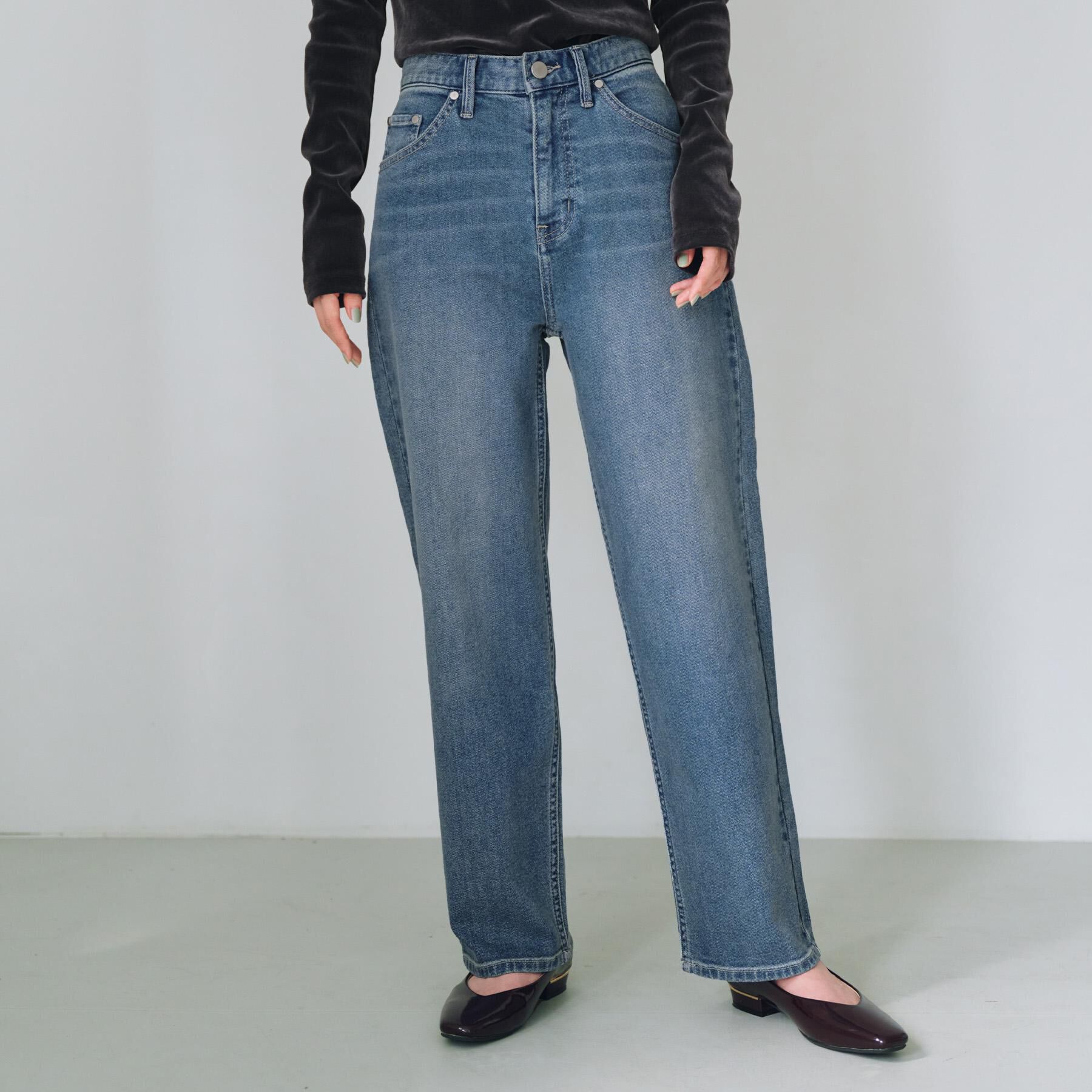 OPAQUE.CLIP「ストレッチストレートデニム【洗濯機洗い可】」|デニム|