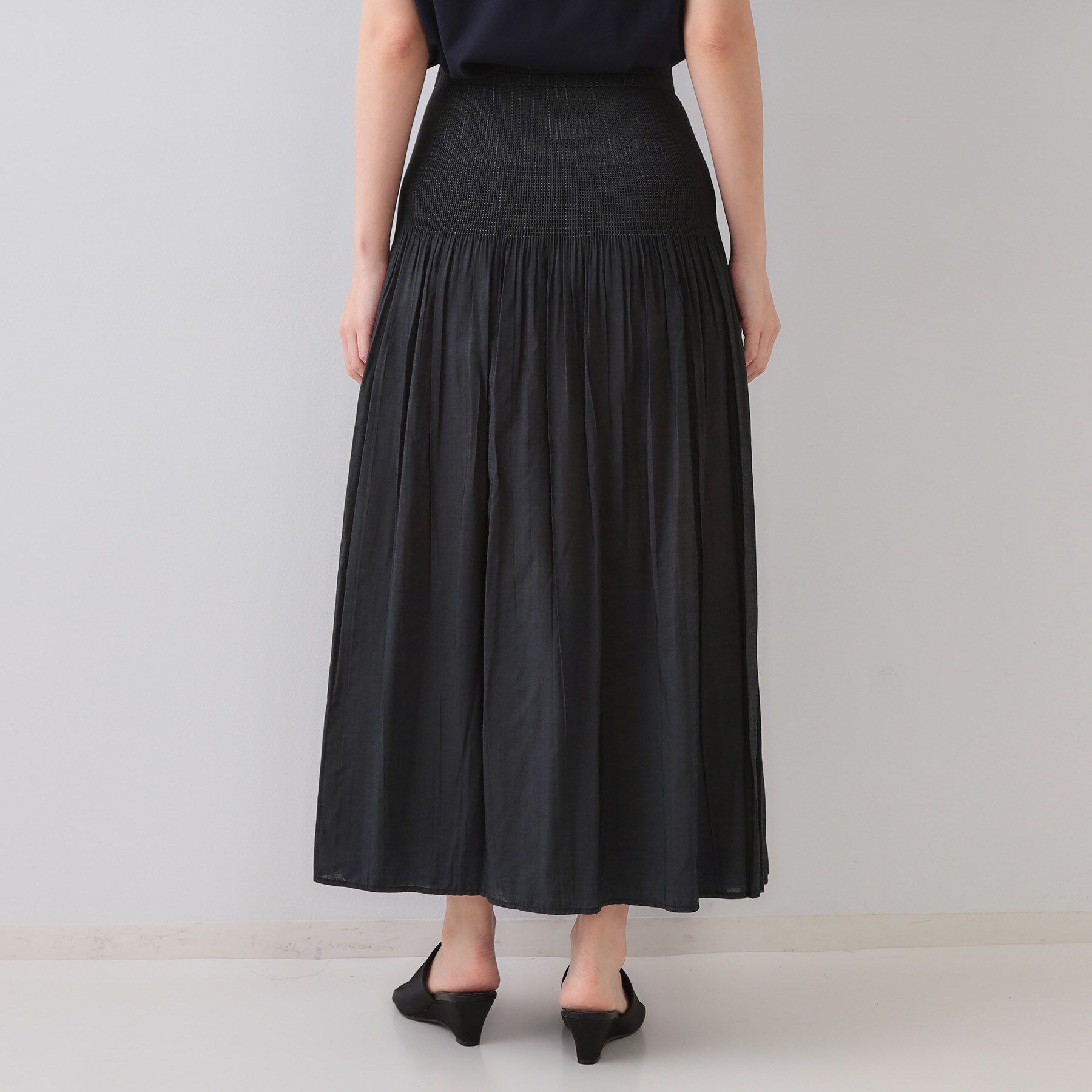 OPAQUE.CLIP「シャーリングフレアスカート/リバーシブル着用可【洗濯機洗い可】」|スカート|