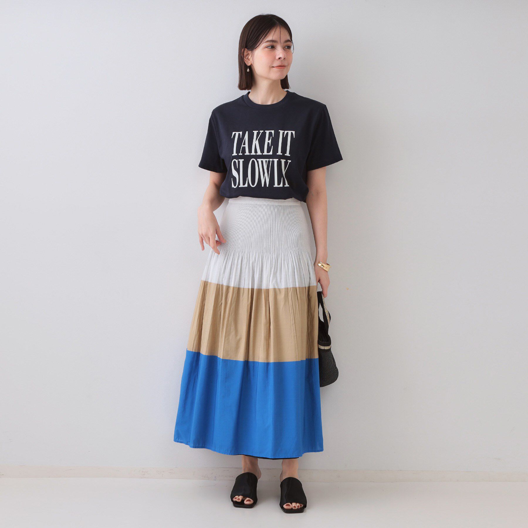 OPAQUE.CLIP「シャーリングフレアスカート/リバーシブル着用可【洗濯機洗い可】」|スカート|