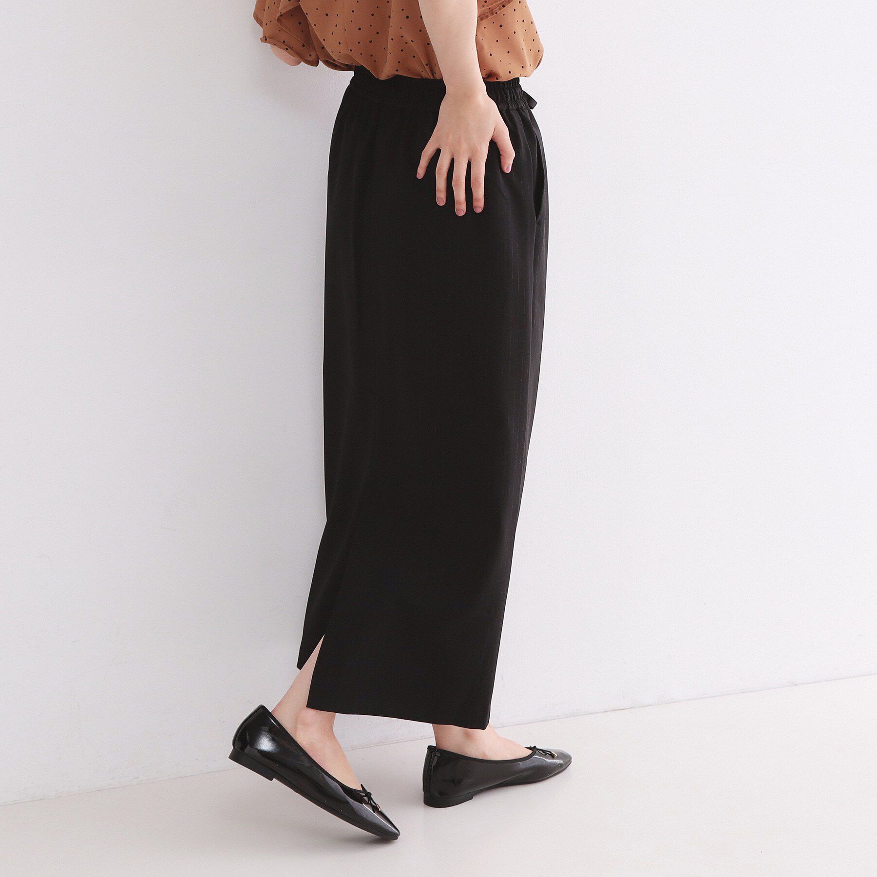 OPAQUE.CLIP「ラメストライプイージーナロースカート/セットアップ可【洗濯機洗い可/防シワ/吸水速乾】」|スカート|