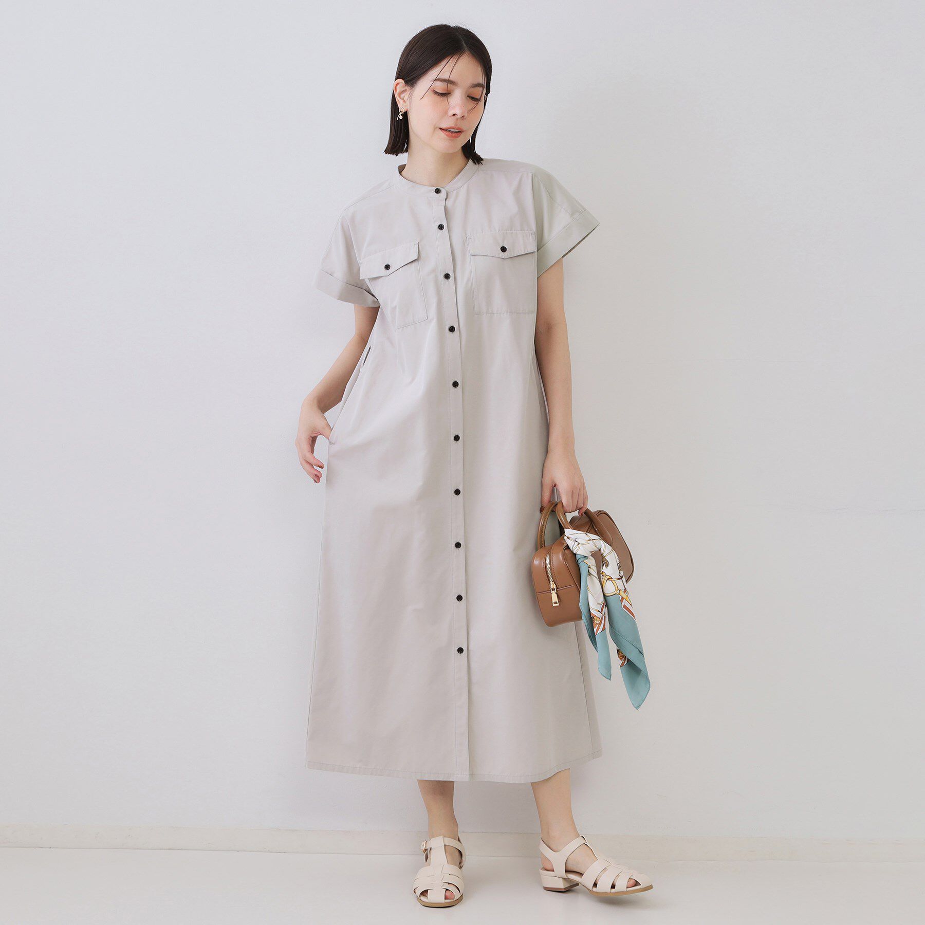 OPAQUE.CLIP「ダブルポケットシャツワンピース【洗濯機洗い可】」|ワンピース|
