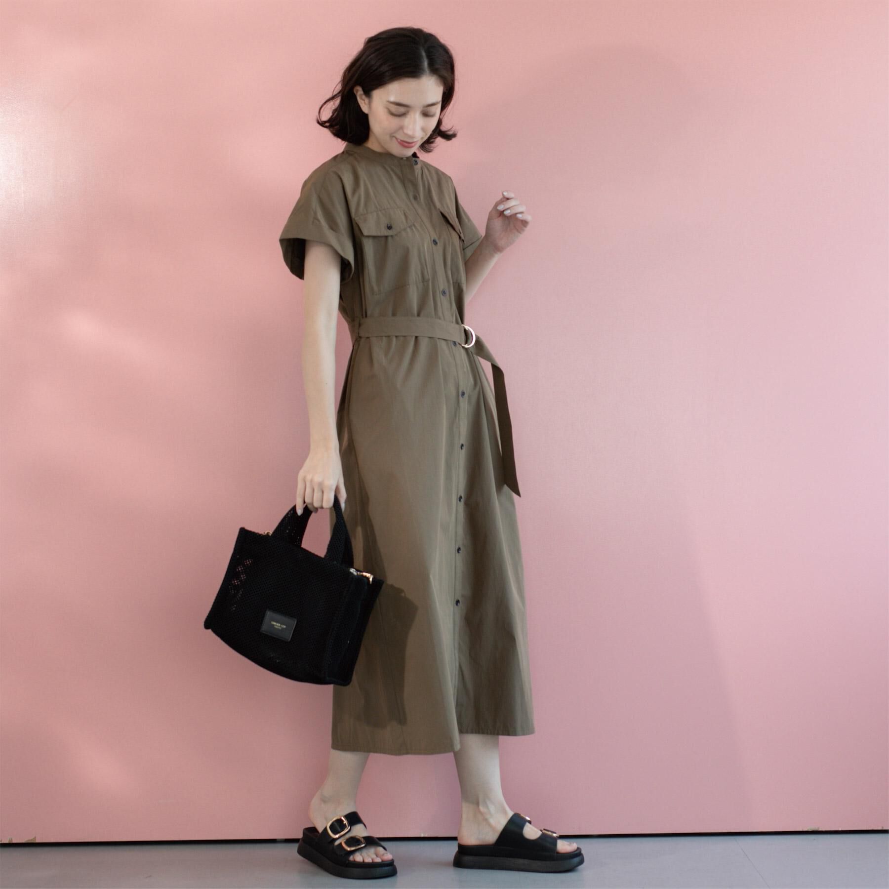 OPAQUE.CLIP「ダブルポケットシャツワンピース【洗濯機洗い可】」|ワンピース|