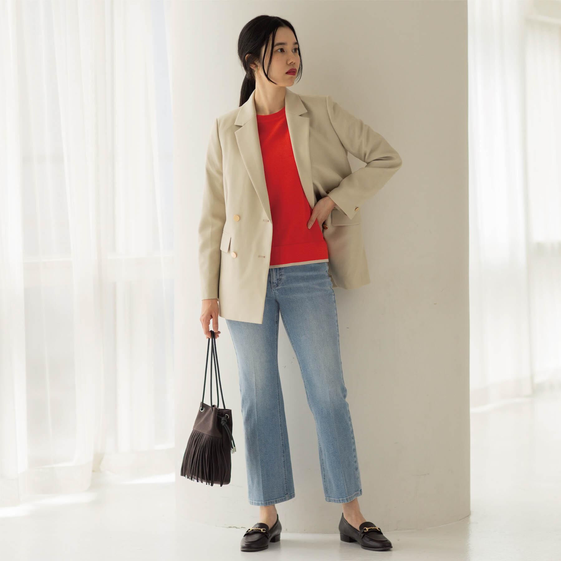 OPAQUE.CLIP「ストレッチセミフレアデニム【洗濯機洗い可】《SS～LL》」|デニム|