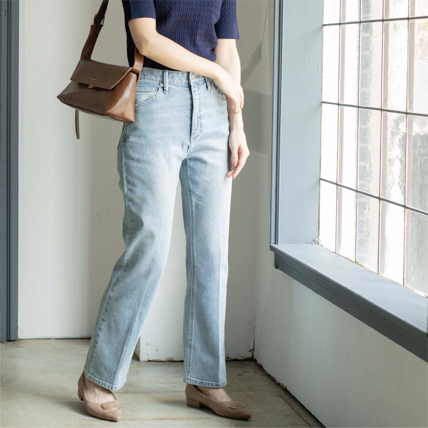 OPAQUE.CLIP「ストレッチセミフレアデニム【洗濯機洗い可】《SS～LL》」|デニム|