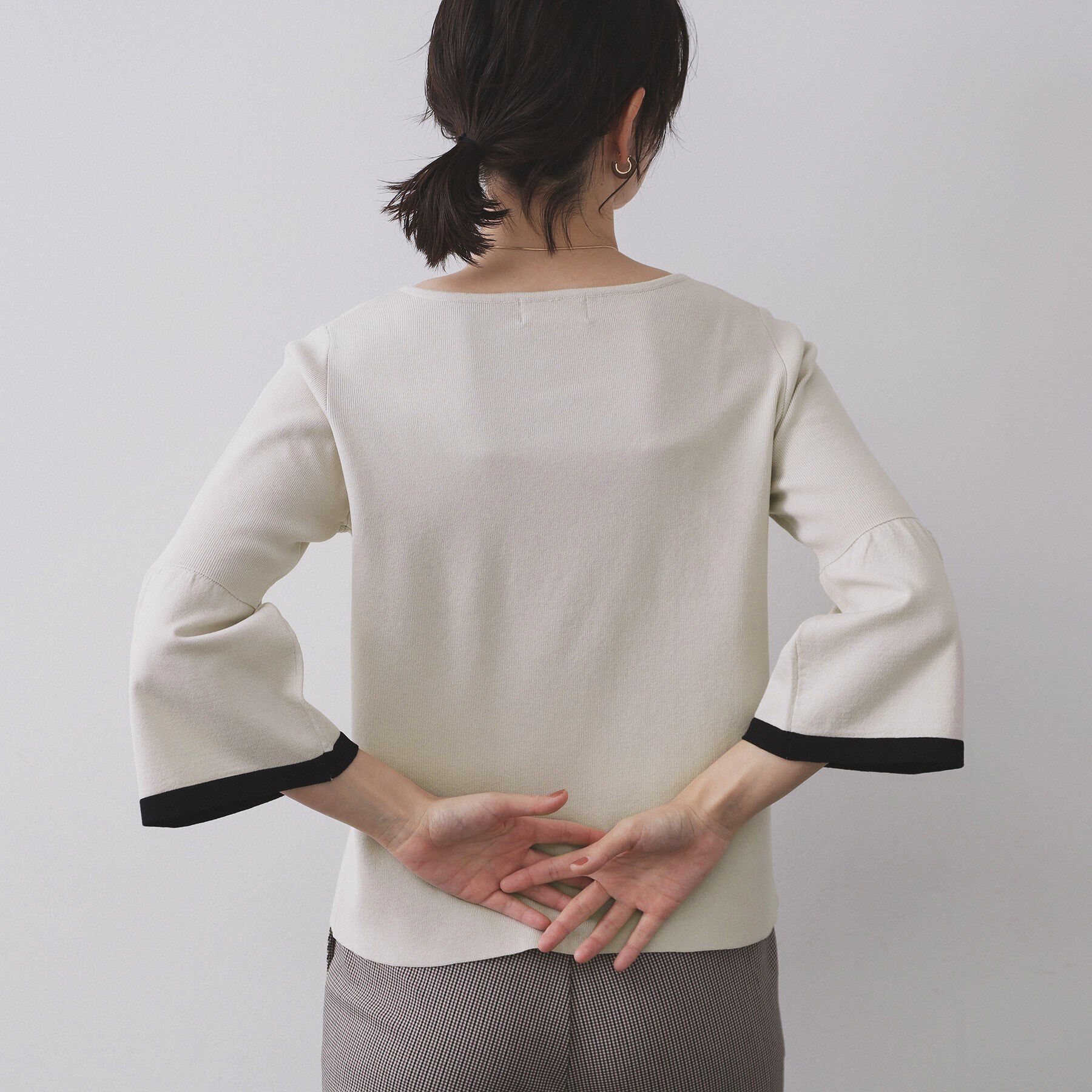 OPAQUE.CLIP「配色フレアスリーブニット【UVケア/洗濯機OK】」|ニット・セーター|