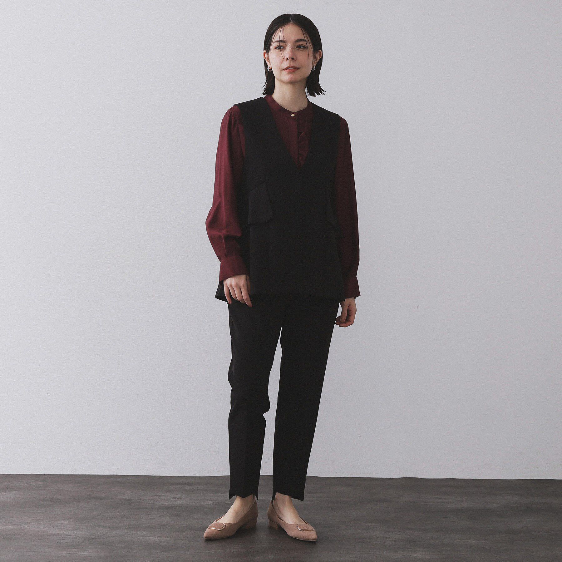 OPAQUE.CLIP「フリルペプラムジレ/セットアップ対応可【洗濯機洗い可】」|ベスト・ジレ|