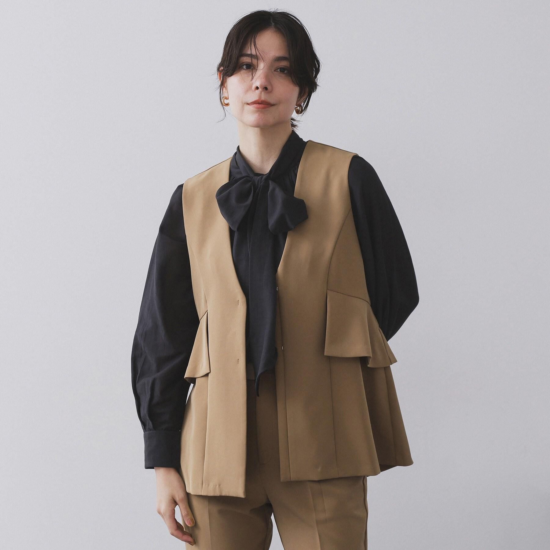 OPAQUE.CLIP「フリルペプラムジレ/セットアップ対応可【洗濯機洗い可】」|ベスト・ジレ|