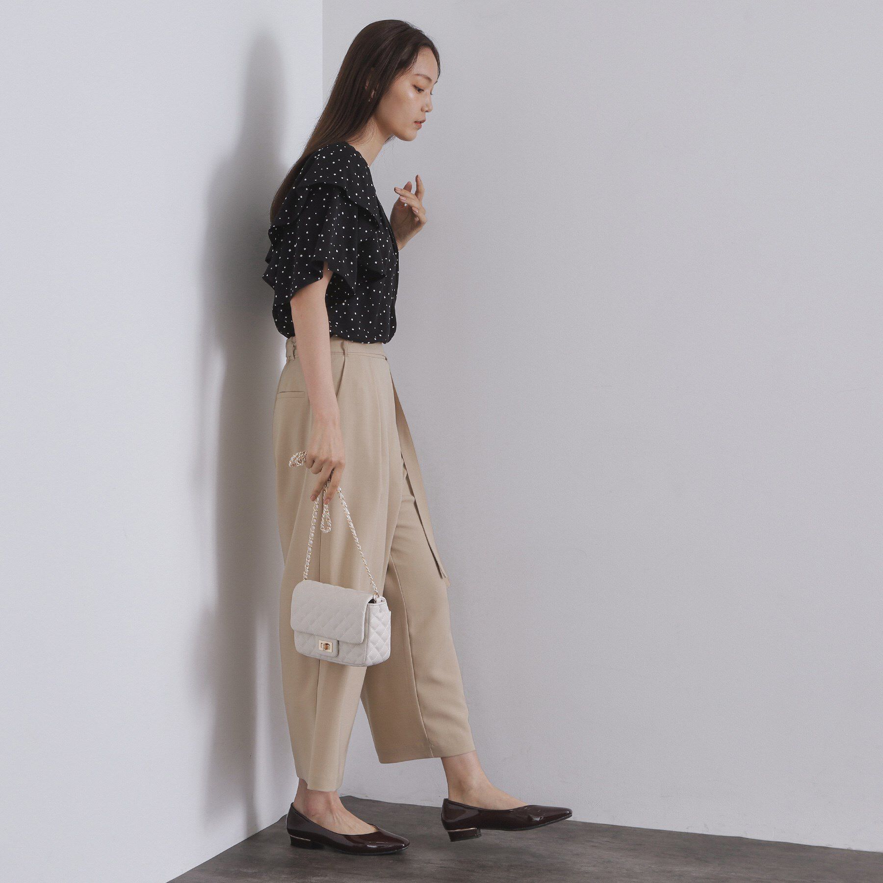 OPAQUE.CLIP「ランダムドットフリルブラウス【洗濯機洗い可】」|シャツ・ブラウス|