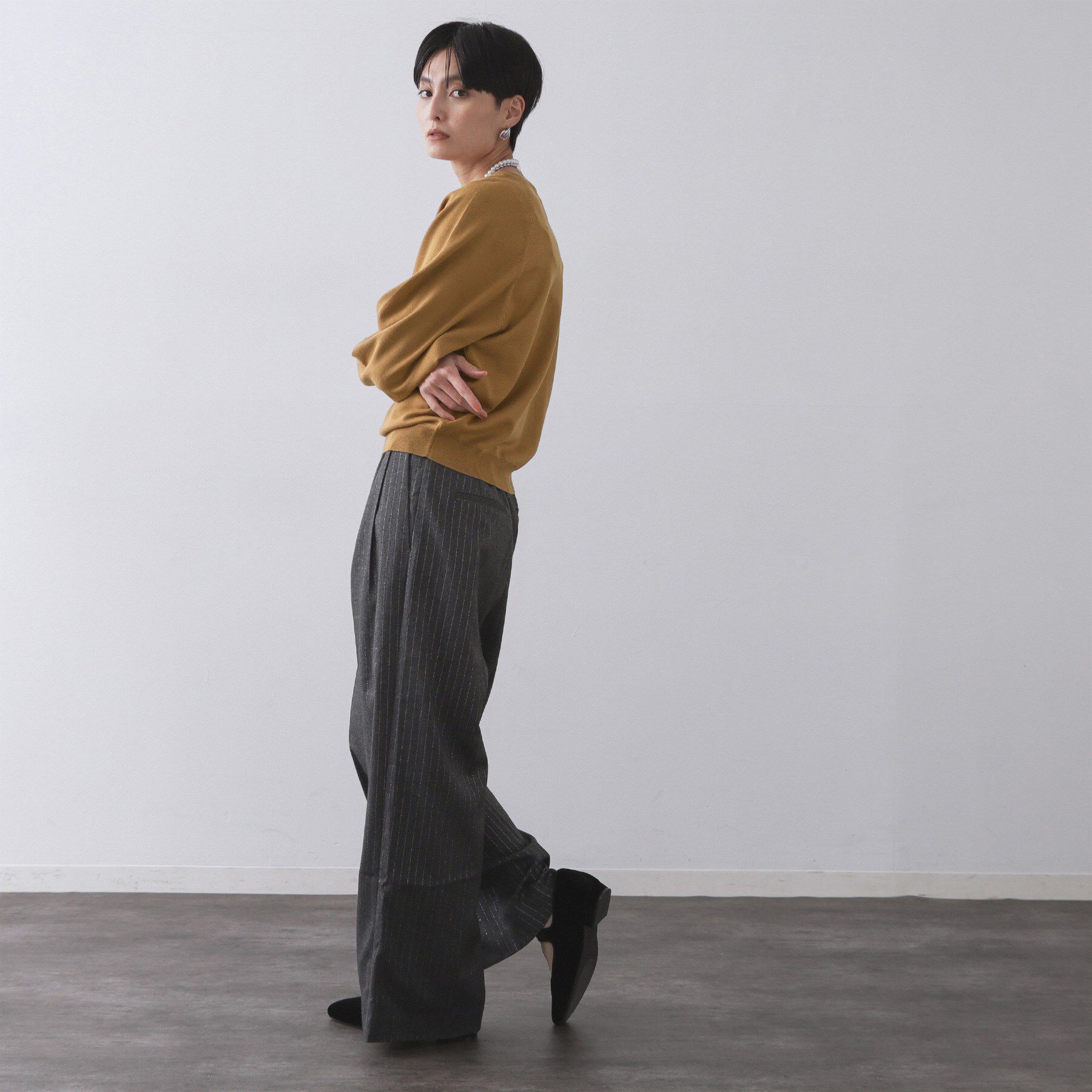 OPAQUE.CLIP「ラグランクルーネックニット/エクストラファインメリノウール【THEシリーズ/洗濯機OK】」|ニット・セーター|