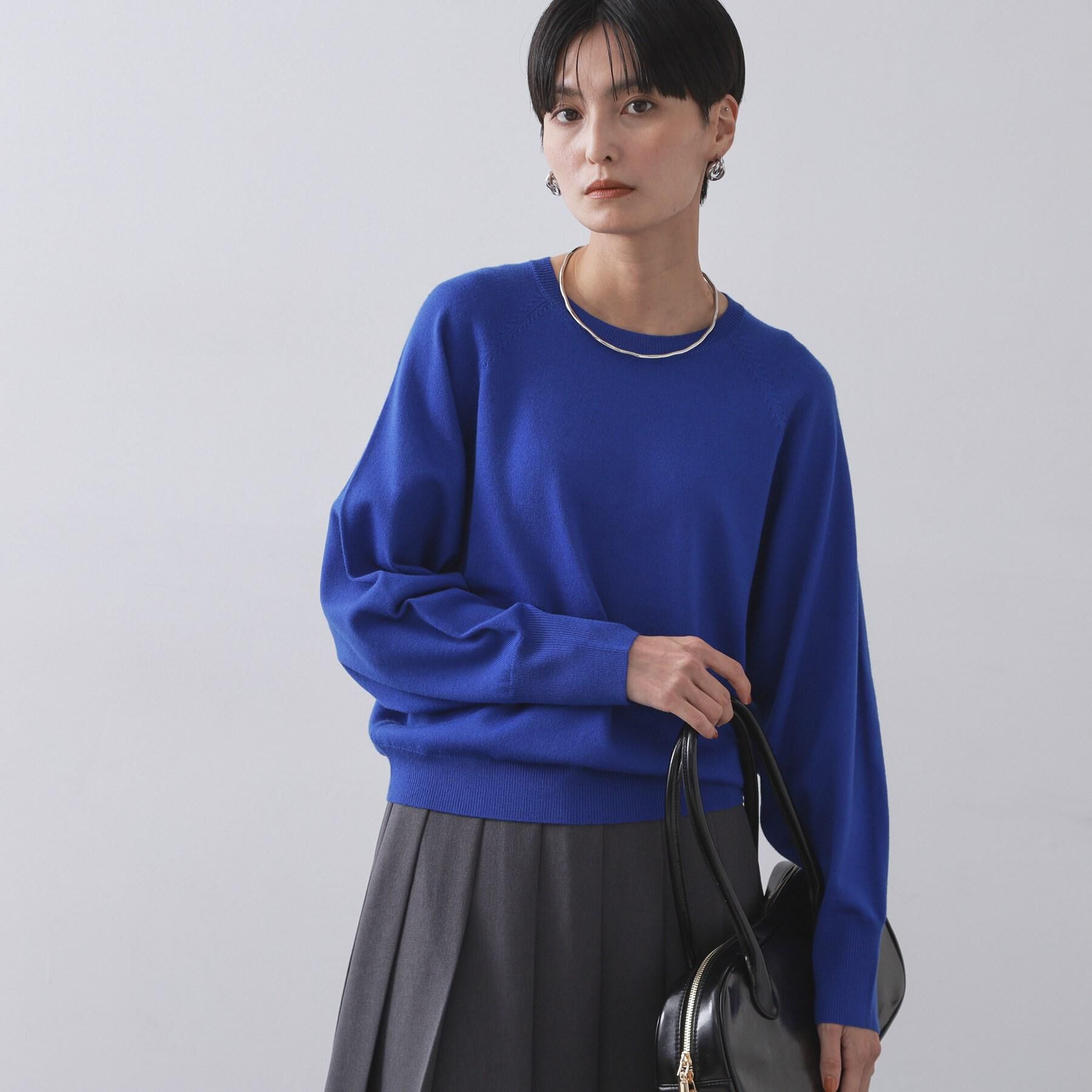 OPAQUE.CLIP「ラグランクルーネックニット/エクストラファインメリノウール【THEシリーズ/洗濯機OK】」|ニット・セーター|