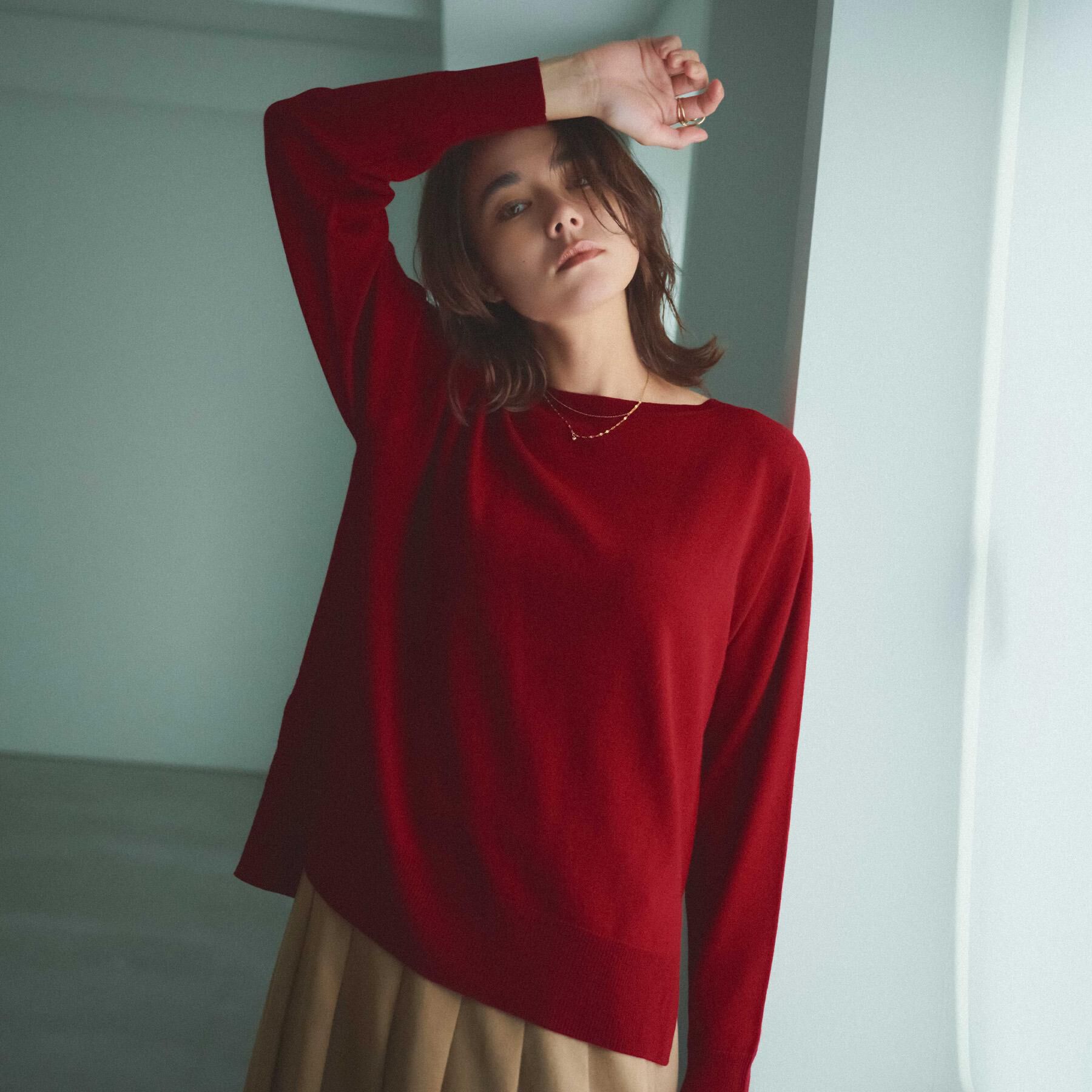 OPAQUE.CLIP「ボートネックニット/エクストラファインメリノウール【THEシリーズ/洗濯機OK】」|ニット・セーター|