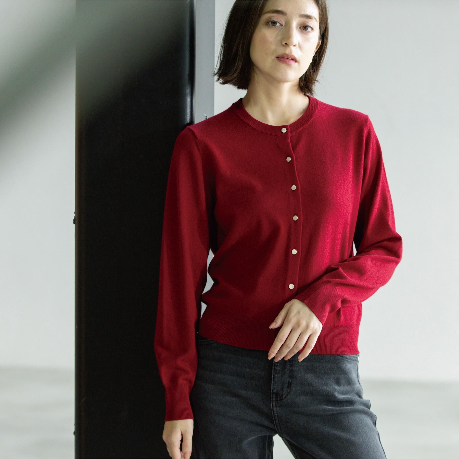 OPAQUE.CLIP「クルーニットカーディガン/エクストラファインメリノウール【THEシリーズ/洗濯機OK】」|カーディガン|