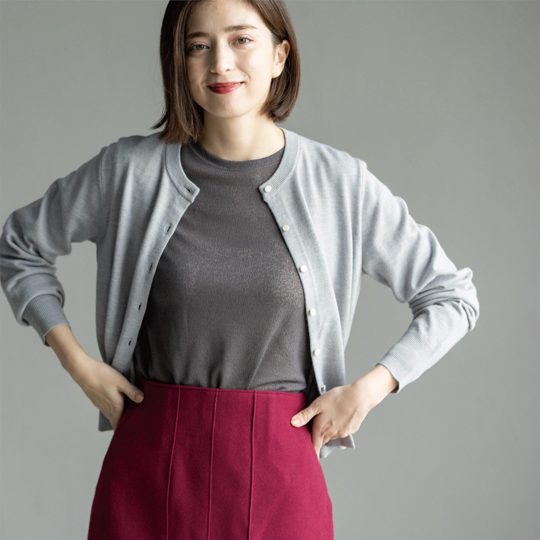 OPAQUE.CLIP「クルーニットカーディガン/エクストラファインメリノウール【THEシリーズ/洗濯機OK】」|カーディガン|