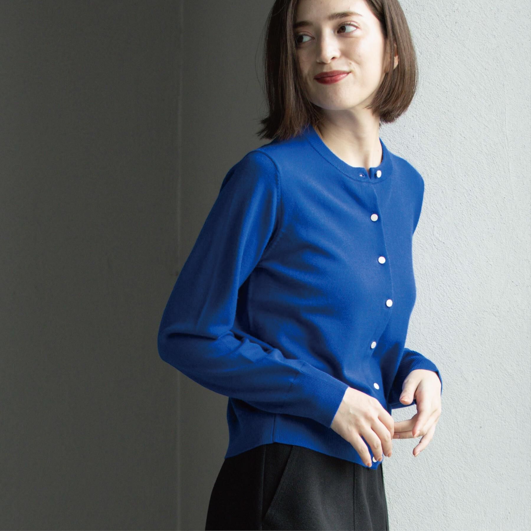 OPAQUE.CLIP「クルーニットカーディガン/エクストラファインメリノウール【THEシリーズ/洗濯機OK】」|カーディガン|