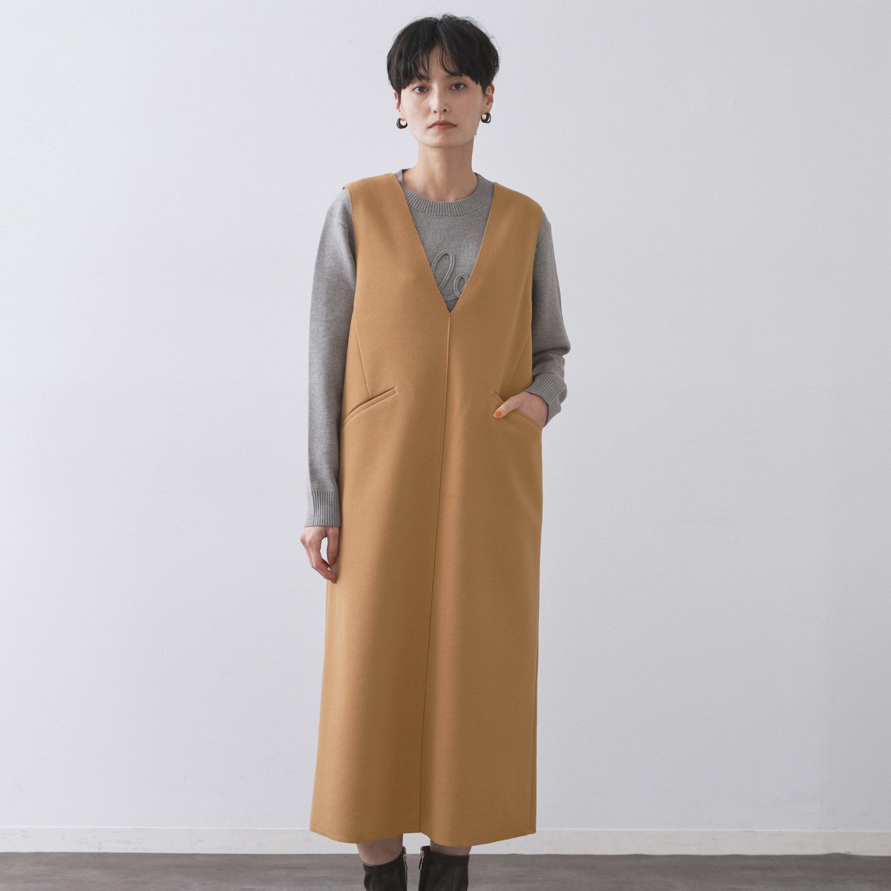 OPAQUE.CLIP「ウールライクジャンパードレス【洗濯機洗い可】」|ワンピース|