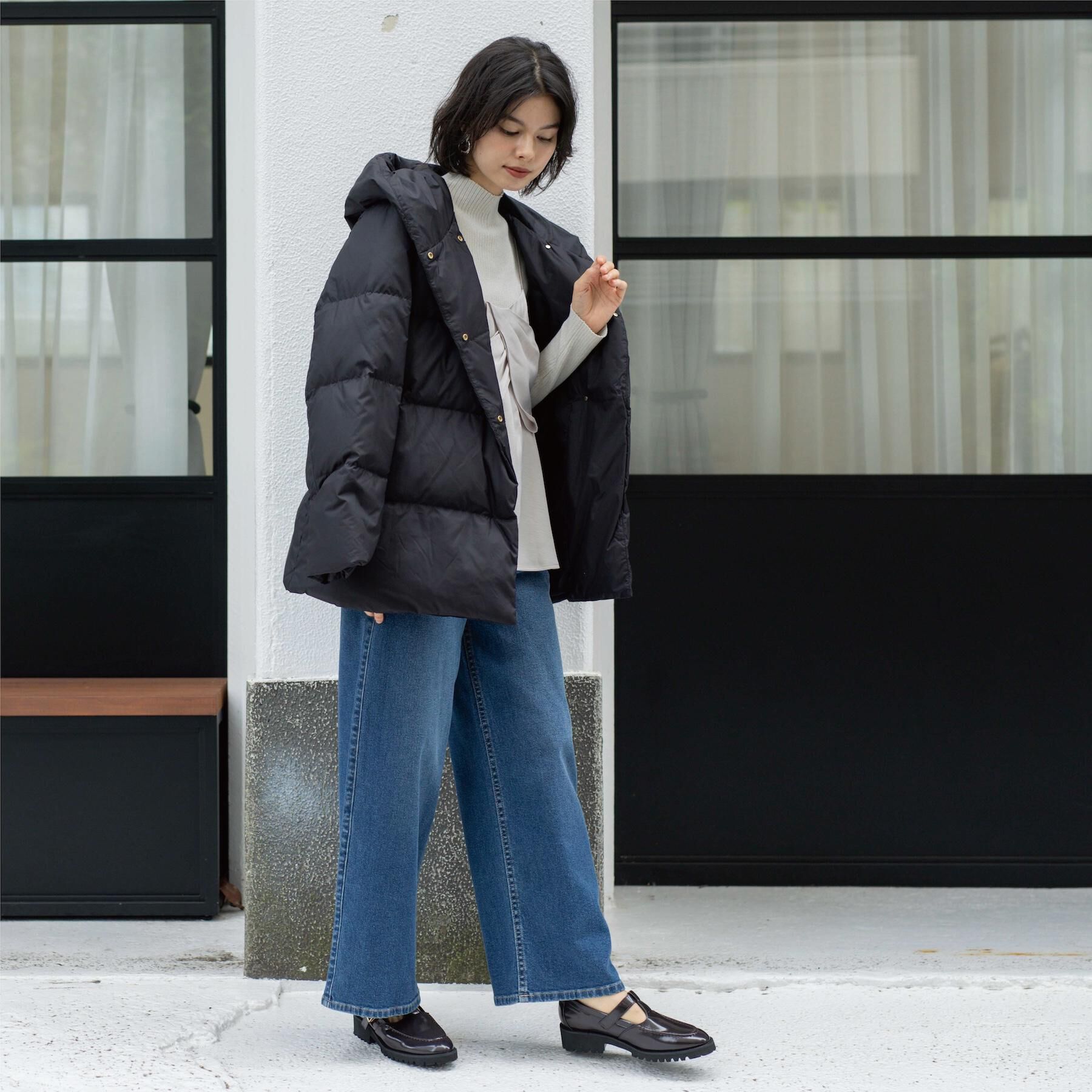 OPAQUE.CLIP「撥水フードミドルダウンコート【防風/抗菌防臭/洗濯機OK】《S～LL》」|ダウン|