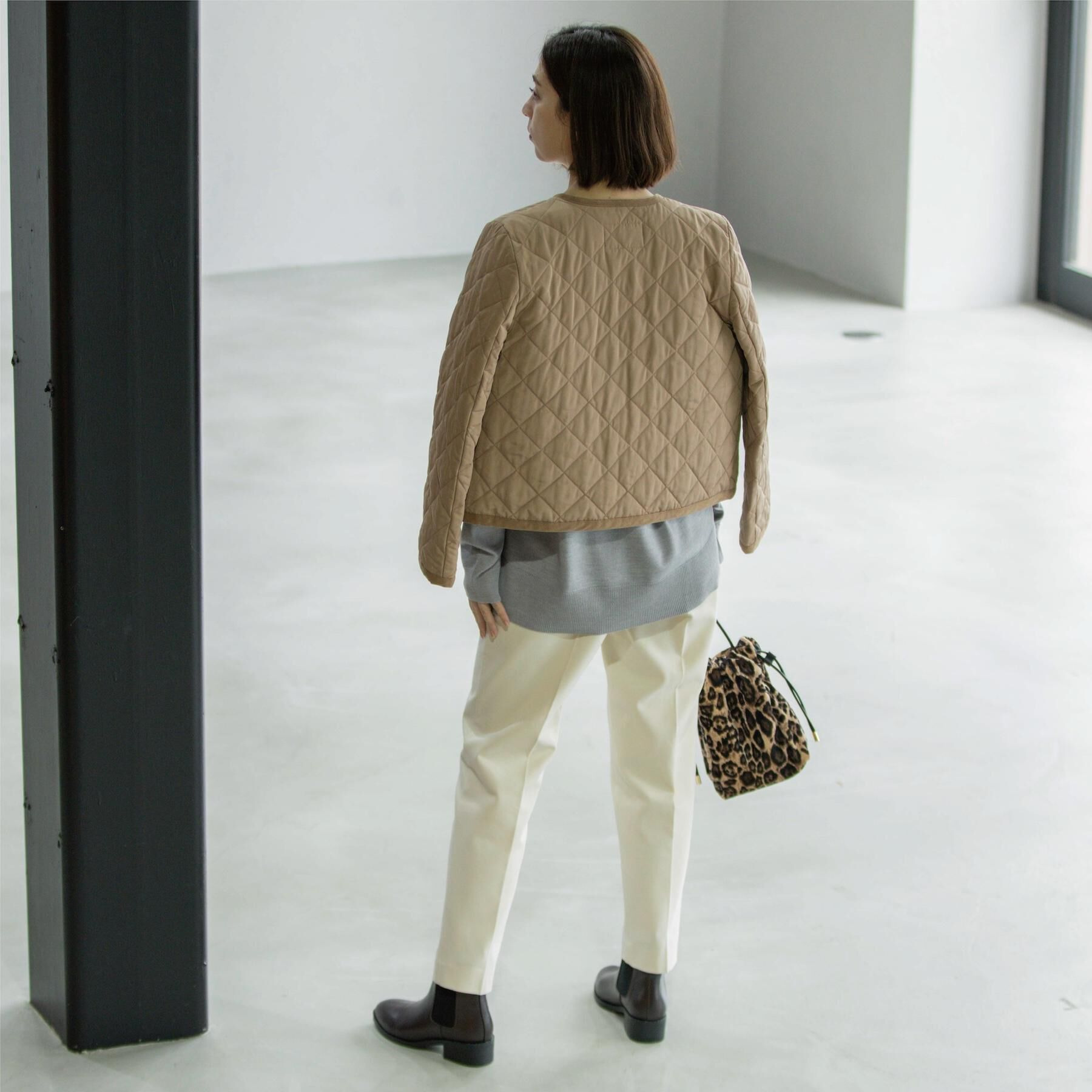 OPAQUE.CLIP「撥水キルティングノーカラージャケット【洗濯機洗い可】」|ノーカラージャケット|