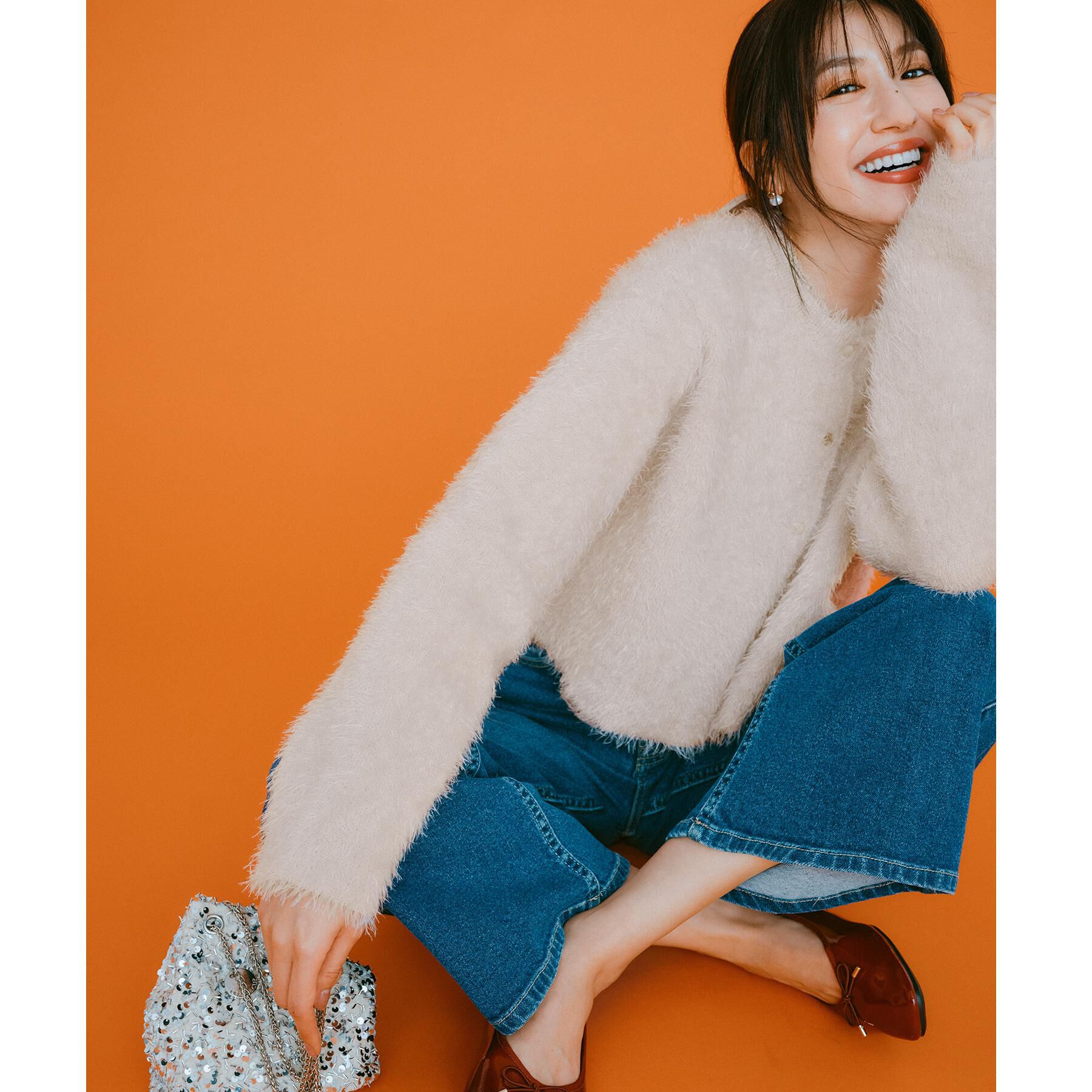 OPAQUE.CLIP「シャギーショートカーディガン【洗濯機OK】《6col》」|カーディガン|