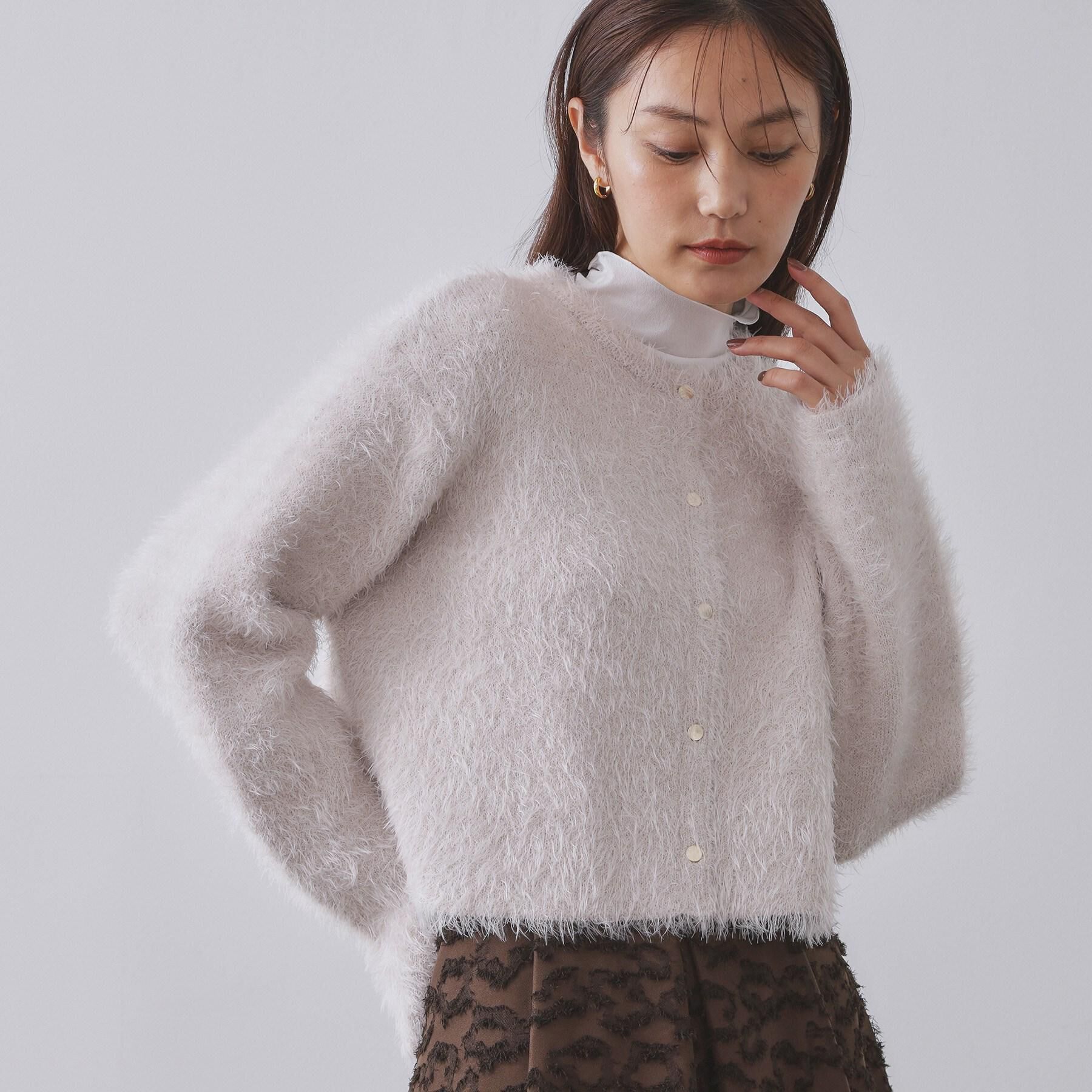 OPAQUE.CLIP「シャギーショートカーディガン【洗濯機OK】《6col》」|カーディガン|