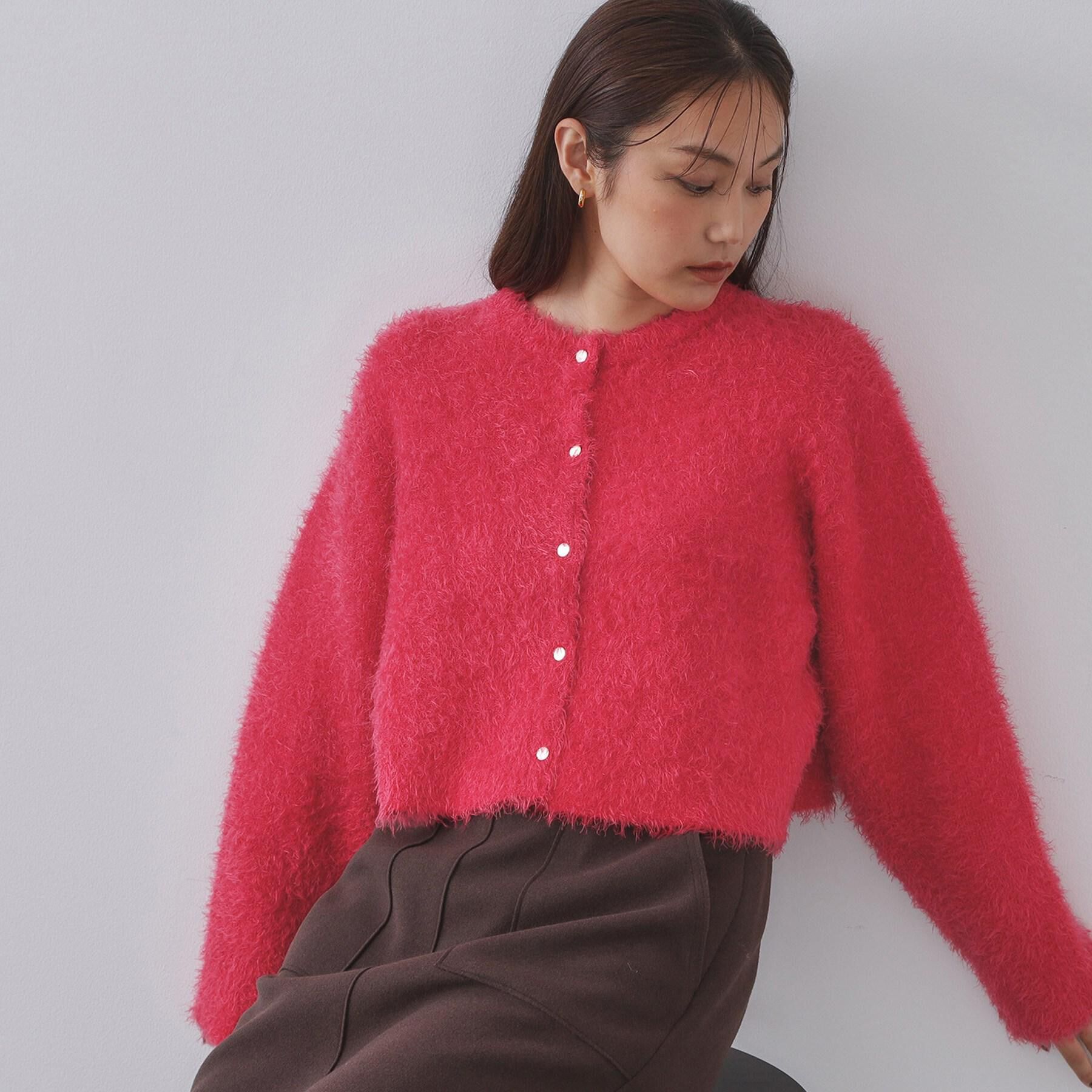 OPAQUE.CLIP「シャギーショートカーディガン【洗濯機OK】《6col》」|カーディガン|