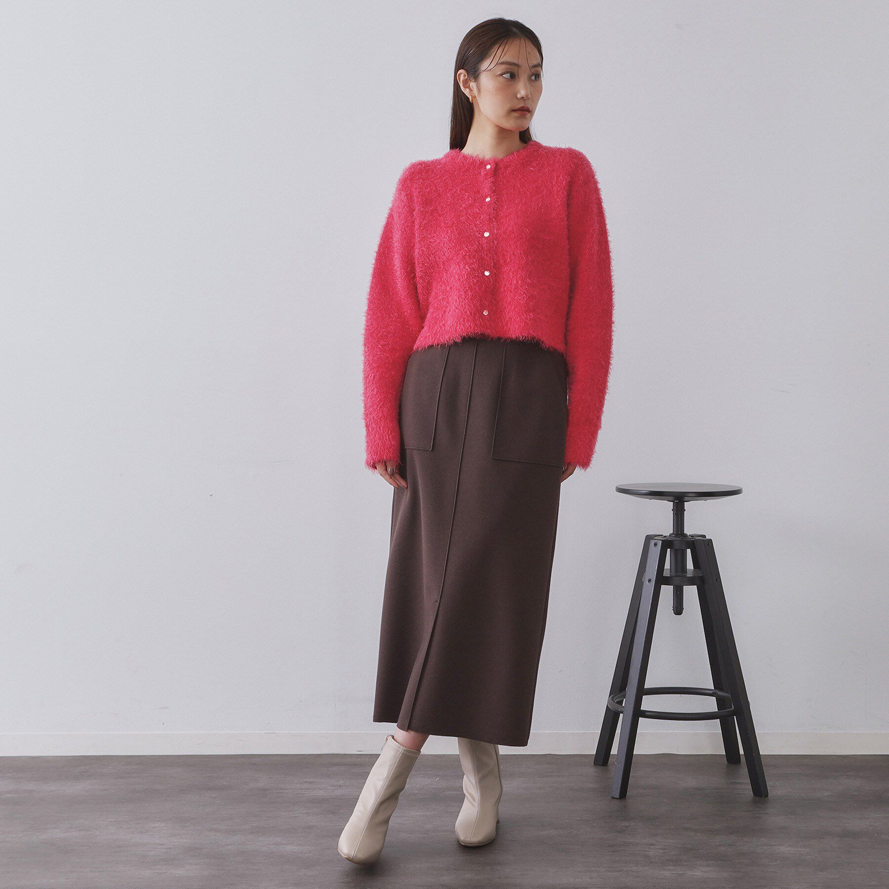 OPAQUE.CLIP「シャギーショートカーディガン【洗濯機OK】《6col》」|カーディガン|