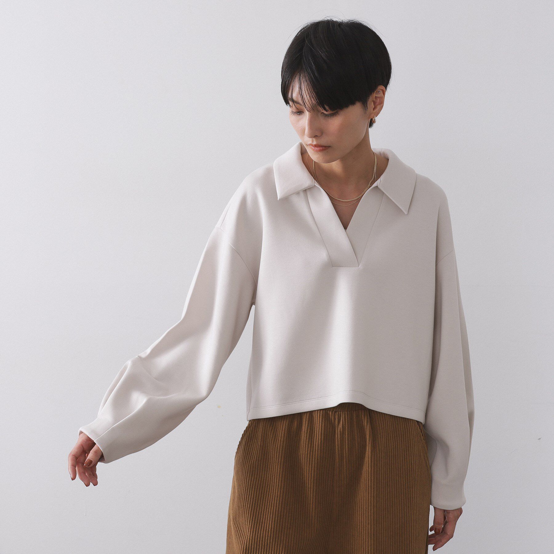 OPAQUE.CLIP「スキッパートップス【UVケア/洗濯機OK】」|Tシャツ・カットソー|