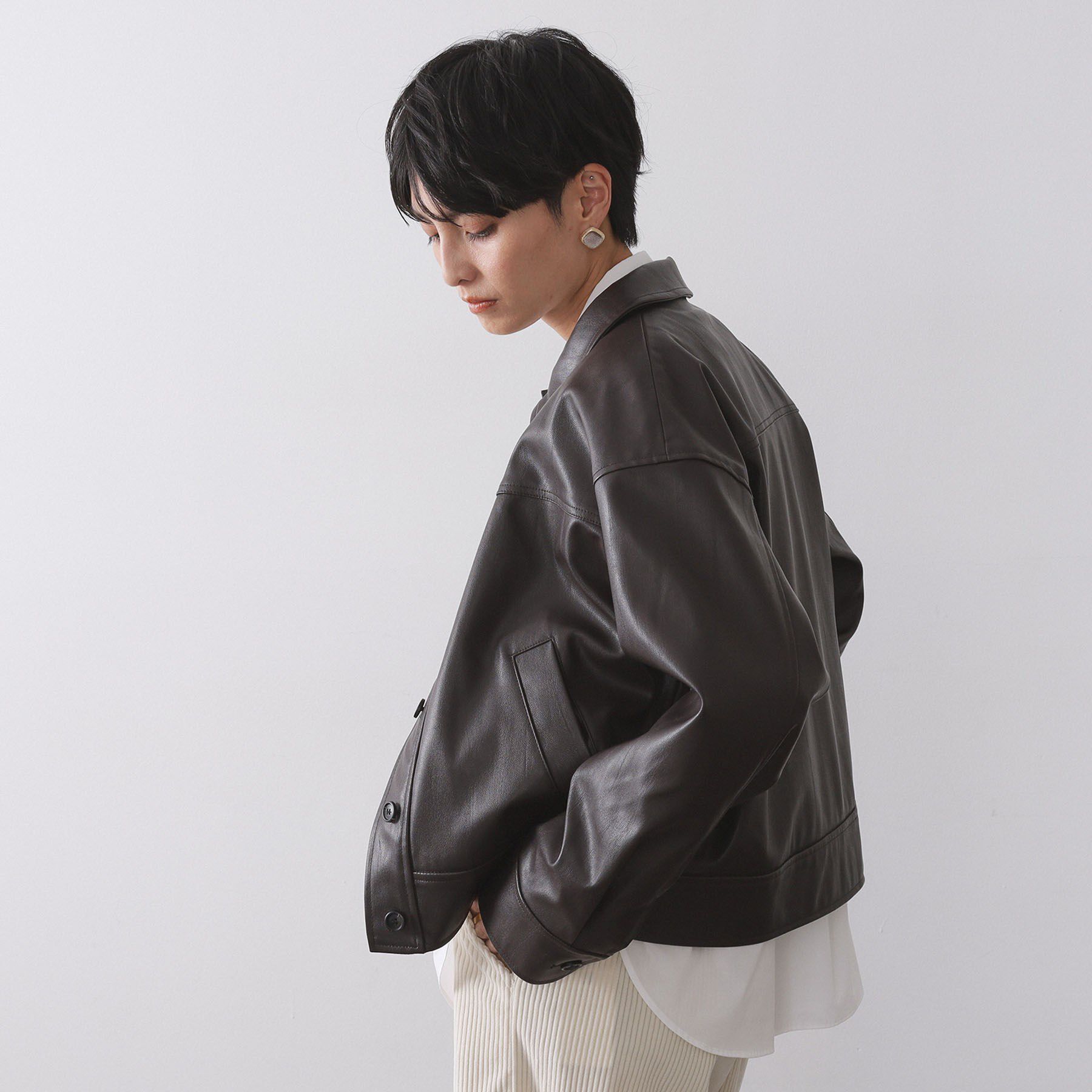 OPAQUE.CLIP「シンセティックレザー調ブルゾン【洗える】」|ブルゾン・スタジャン|