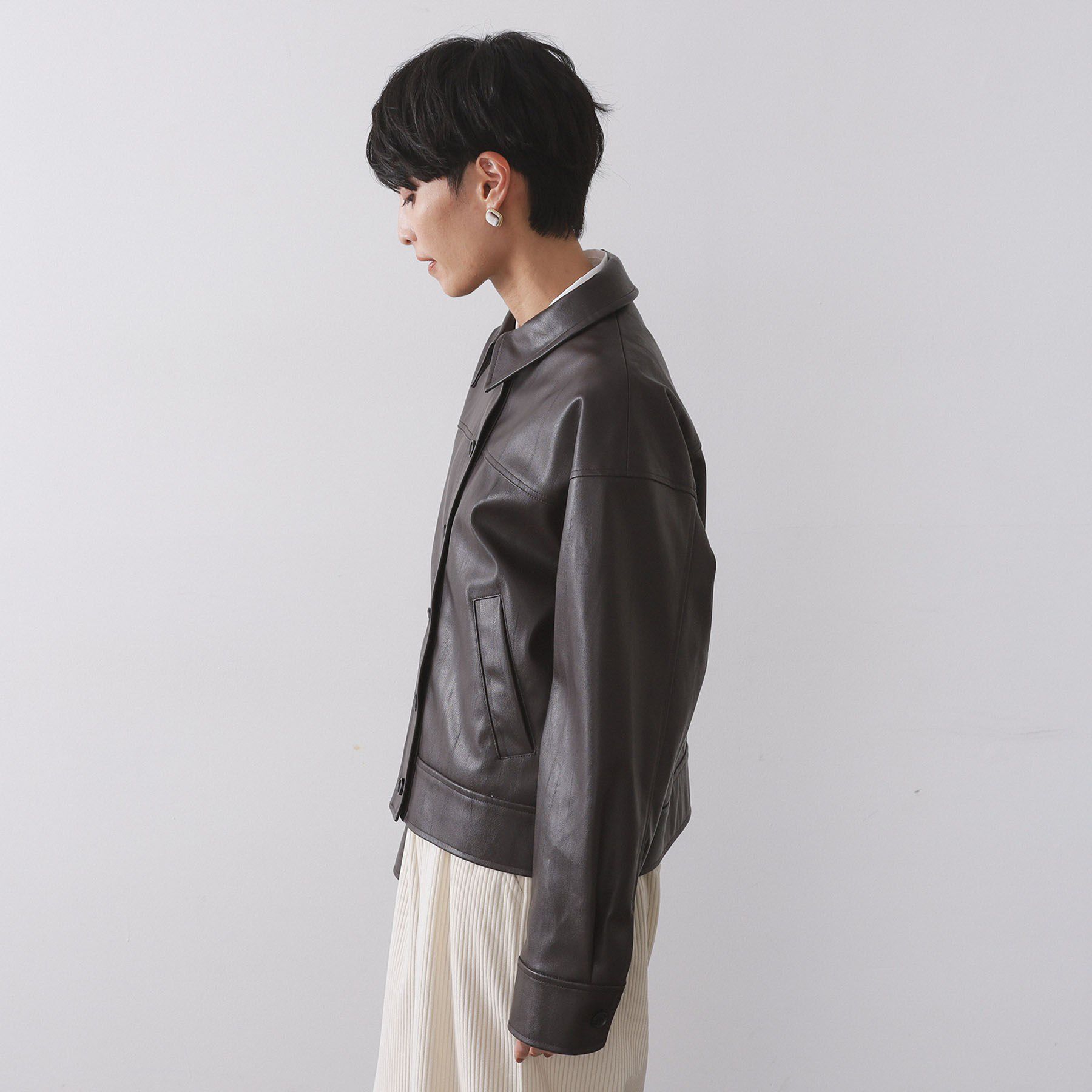 OPAQUE.CLIP「シンセティックレザー調ブルゾン【洗える】」|ブルゾン・スタジャン|