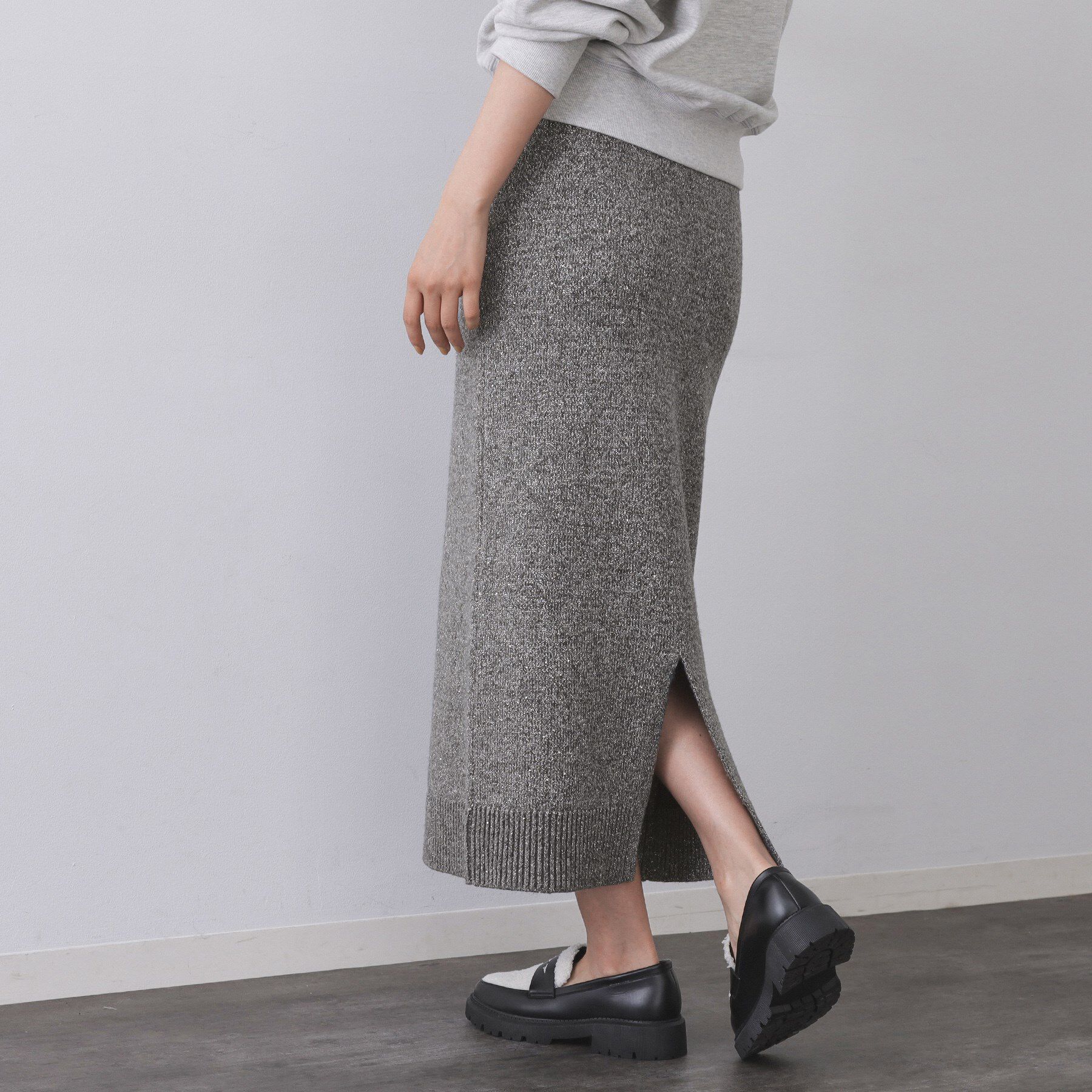 OPAQUE.CLIP「ラメスパンコールナロースカート/セットアップ対応可【洗濯機OK】」|スカート|