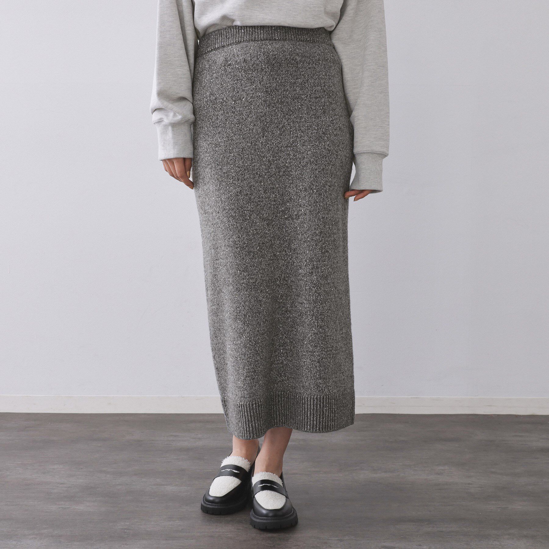 OPAQUE.CLIP「ラメスパンコールナロースカート/セットアップ対応可【洗濯機OK】」|スカート|