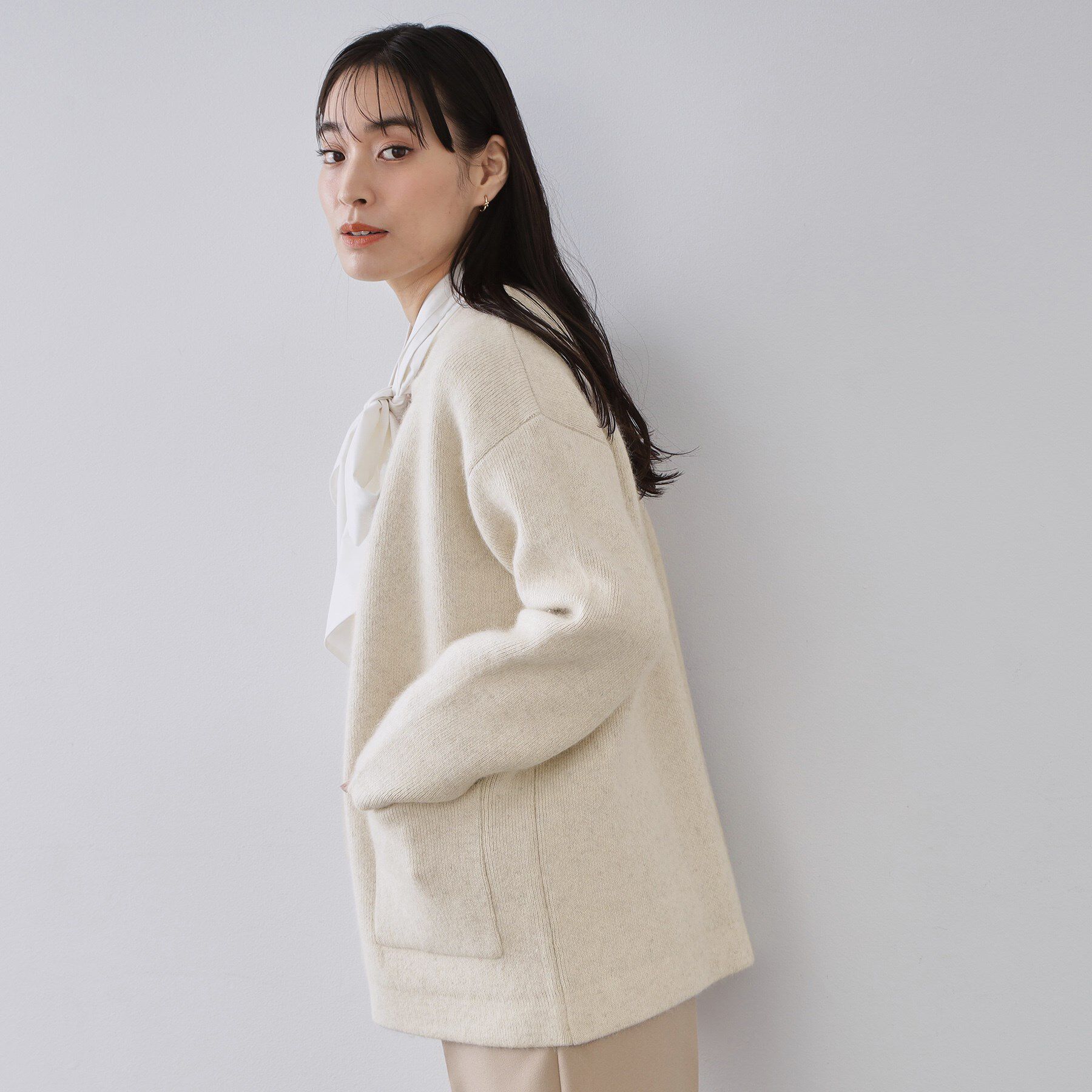 OPAQUE.CLIP「アンゴラ/フォックスブレンド　ニットカーディガン【洗濯機OK】」|カーディガン|