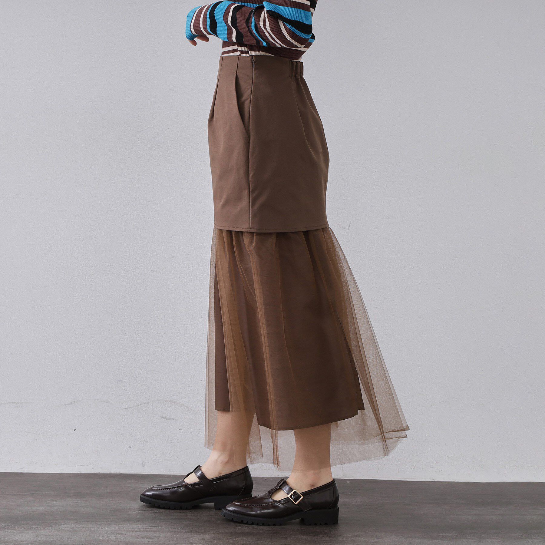 OPAQUE.CLIP「チュールドッキングデザインスカート【洗濯機OK】」|スカート|