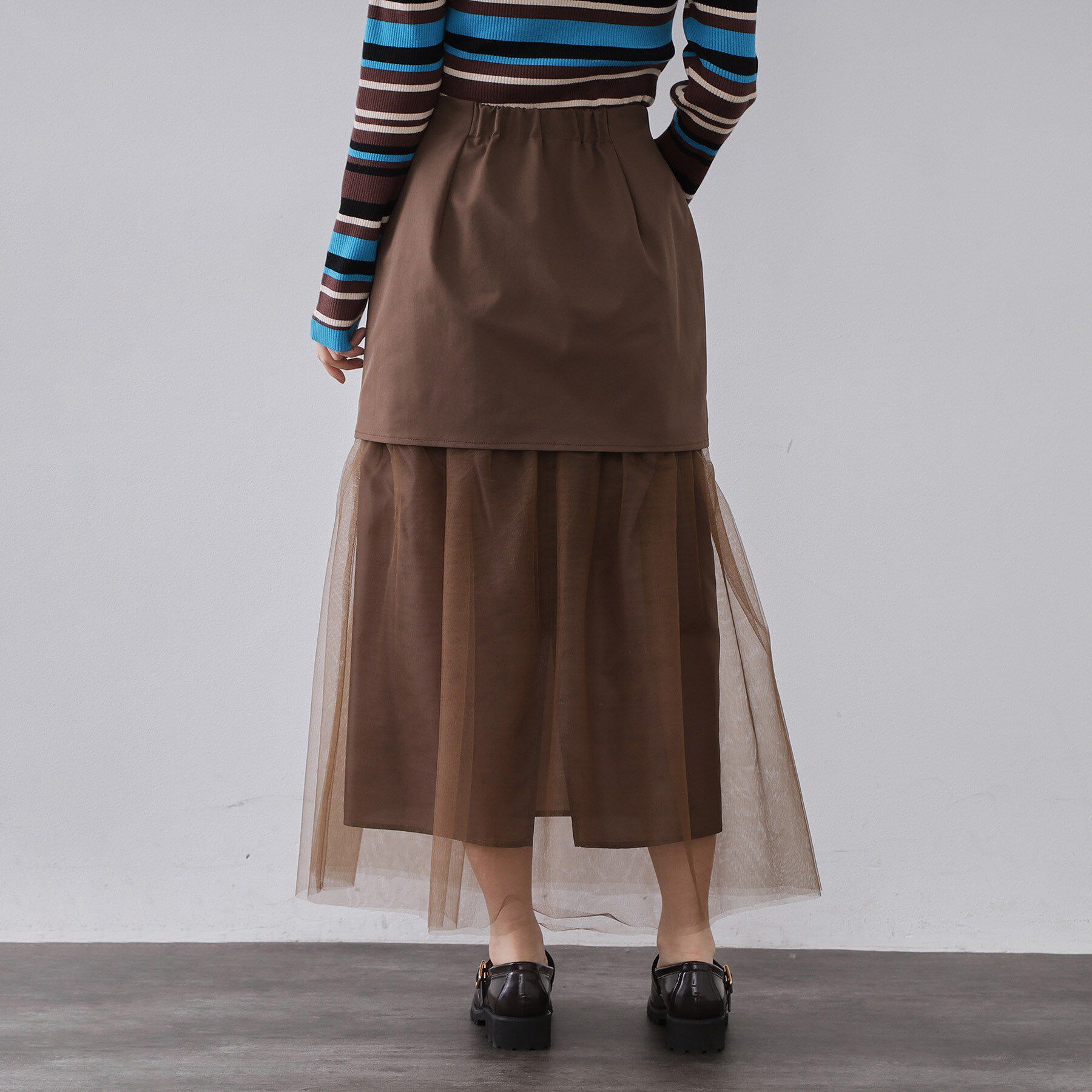 OPAQUE.CLIP「チュールドッキングデザインスカート【洗濯機OK】」|スカート|